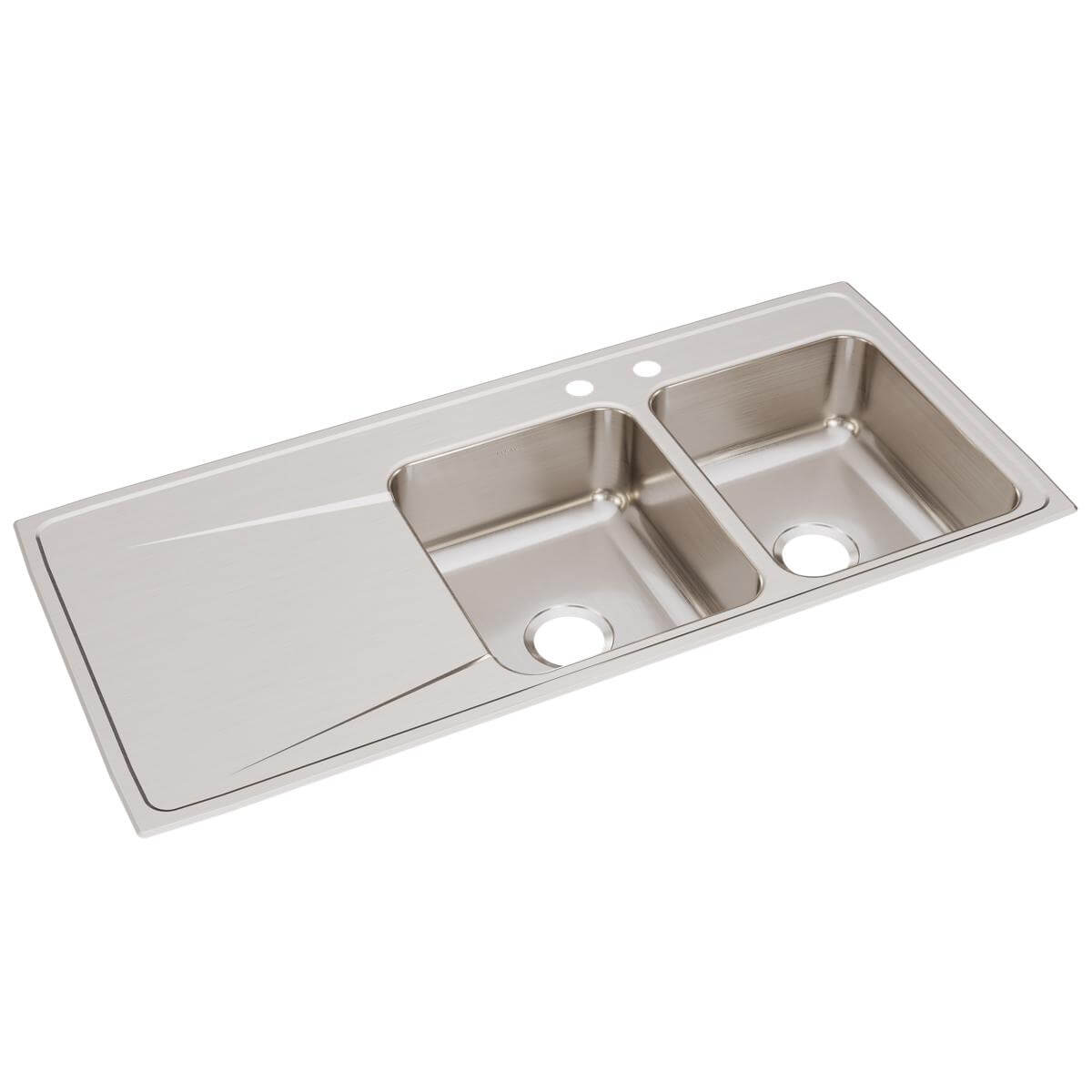 Alternate Image for Elkay Lustertone Classic 48" Drop In/Topmount Stainless Steel Kitchen Sink, 50/50 Double Bowl, Includes Drainboard, 2 Faucet Holes, ILR4822R2