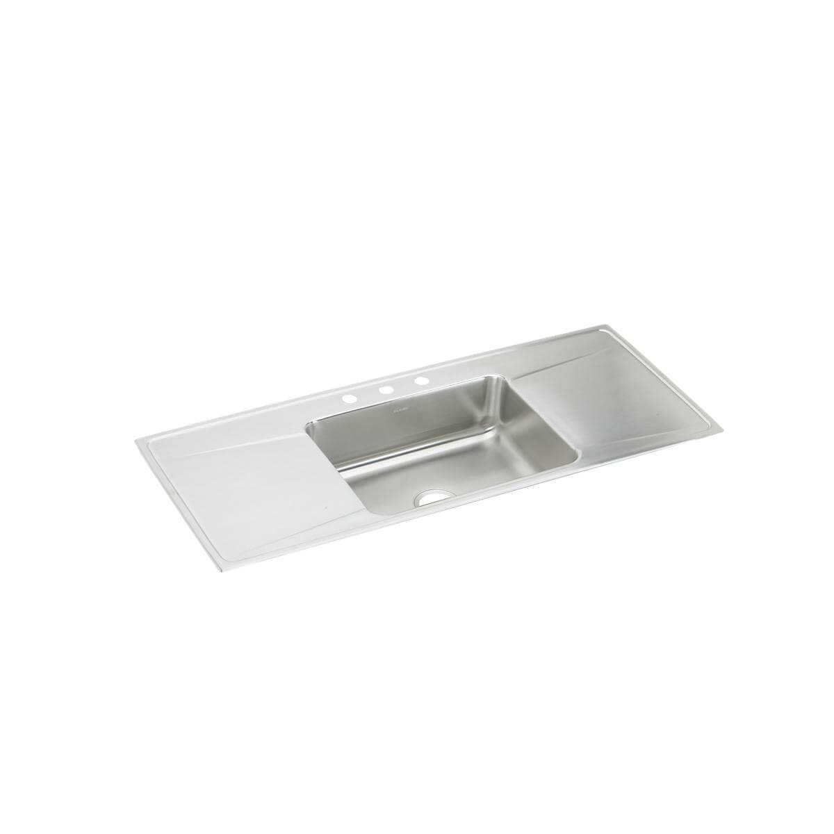 Alternate Image for Elkay Lustertone Classic 54" Drop In/Topmount Stainless Steel Kitchen Sink, Lustrous Satin, Includes Drainboard, 1 Faucet Hole, ILR5422DD1