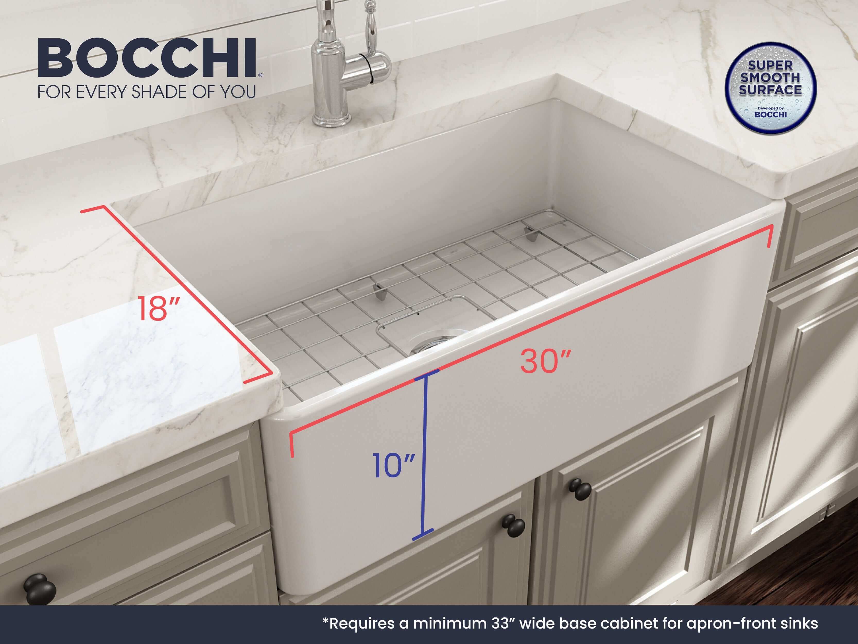 Alternate Image for BOCCHI Classico 30" Fireclay Farmhouse Sink Kit with Faucet and Accessories, White (sink) / Chrome (faucet), 1138-001-2020CH