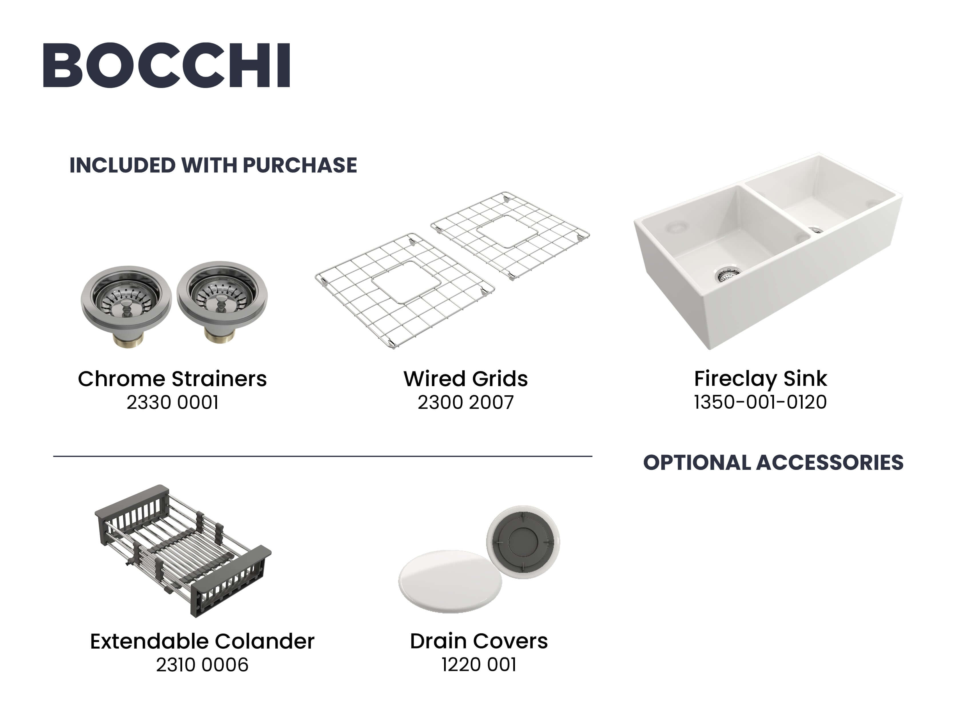 Alternate Image for BOCCHI Contempo 36" Fireclay Farmhouse Apron 50/50 Double Bowl Kitchen Sink, White, 1350-001-0120