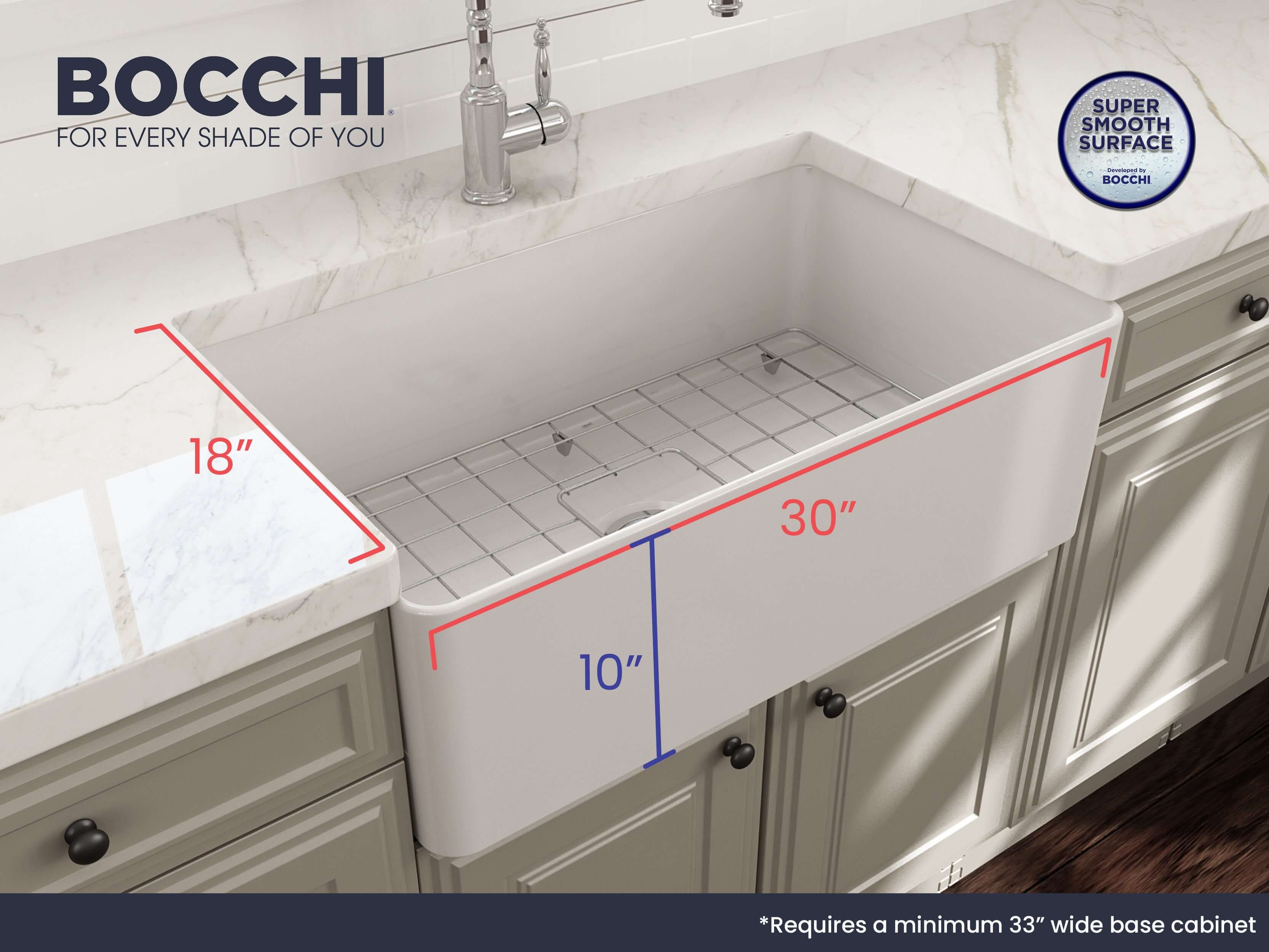 Alternate Image for BOCCHI Aderci Ultra-Slim 30" Fireclay Farmhouse Sink, White, 1481-001-0120