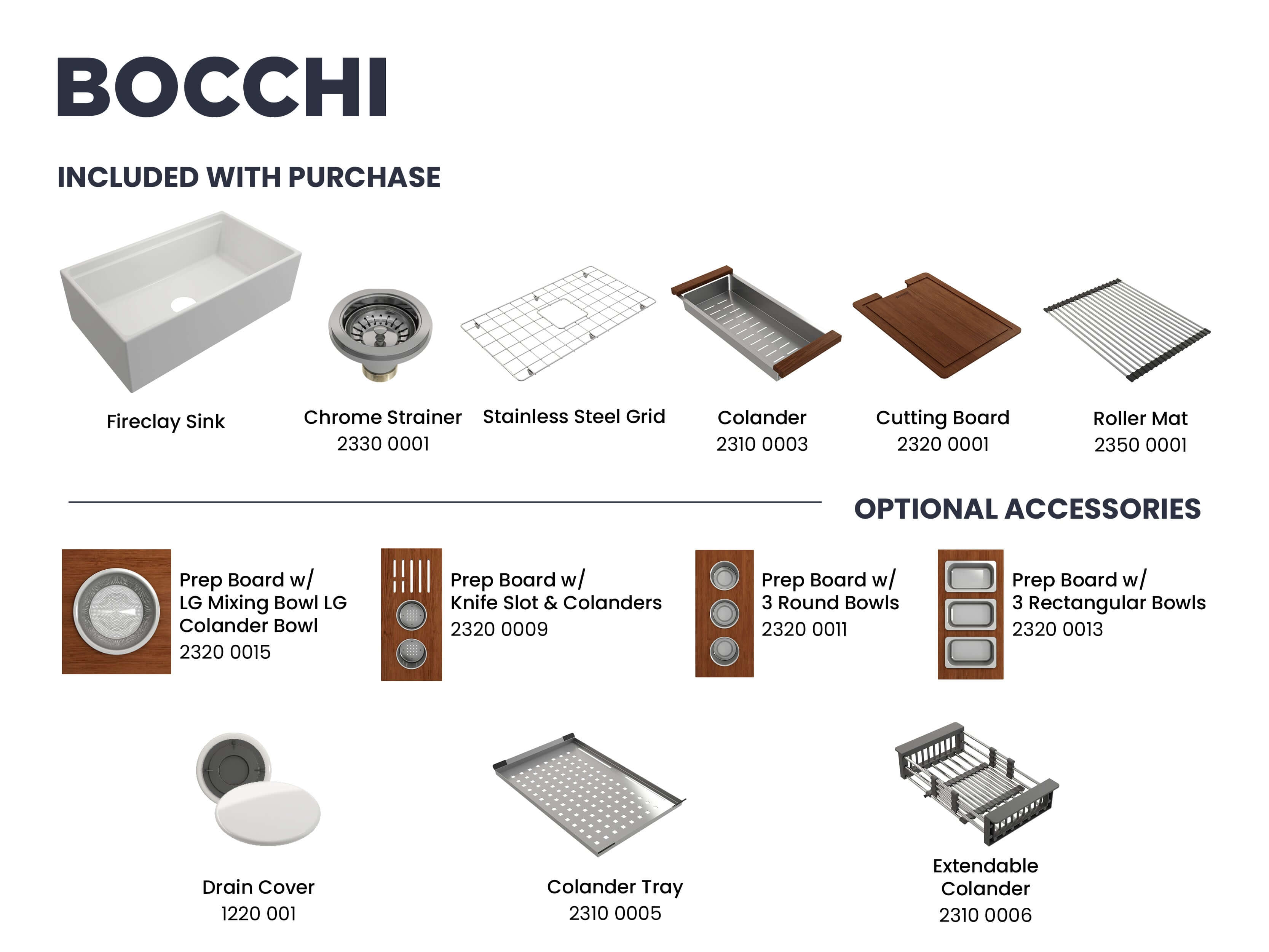 Alternate Image for BOCCHI Contempo 33" Fireclay Workstation Farmhouse Sink with Accessories, White, 1504-001-0120