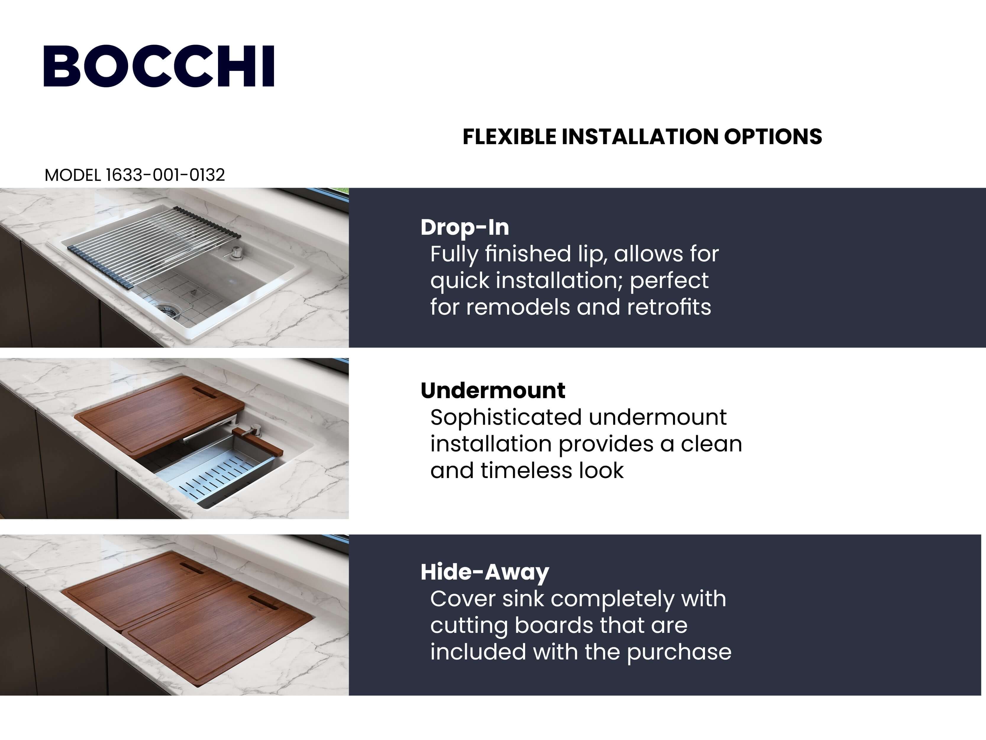 Alternate Image for BOCCHI Baveno Uno 27" Dual Mount Fireclay Workstation Kitchen Sink Kit with Accessories, White, 1633-001-0132