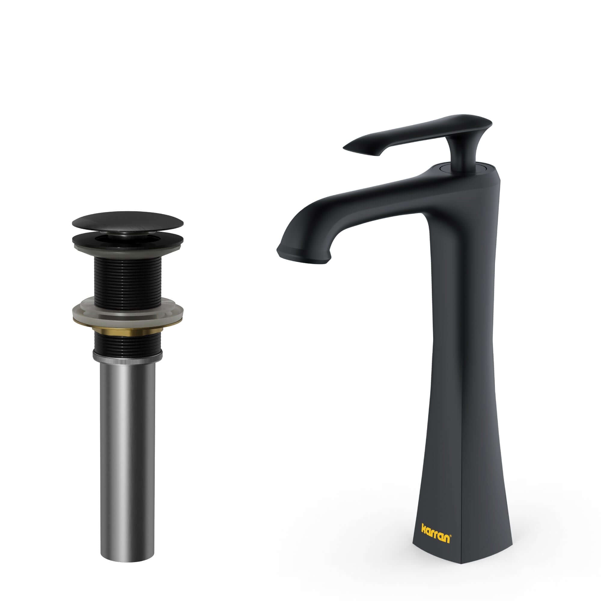 Karran Woodburn 1.2 GPM Single Lever Handle Lead-free Brass ADA Bathroom Faucet, Vessel, Matte Black, KBF412MB