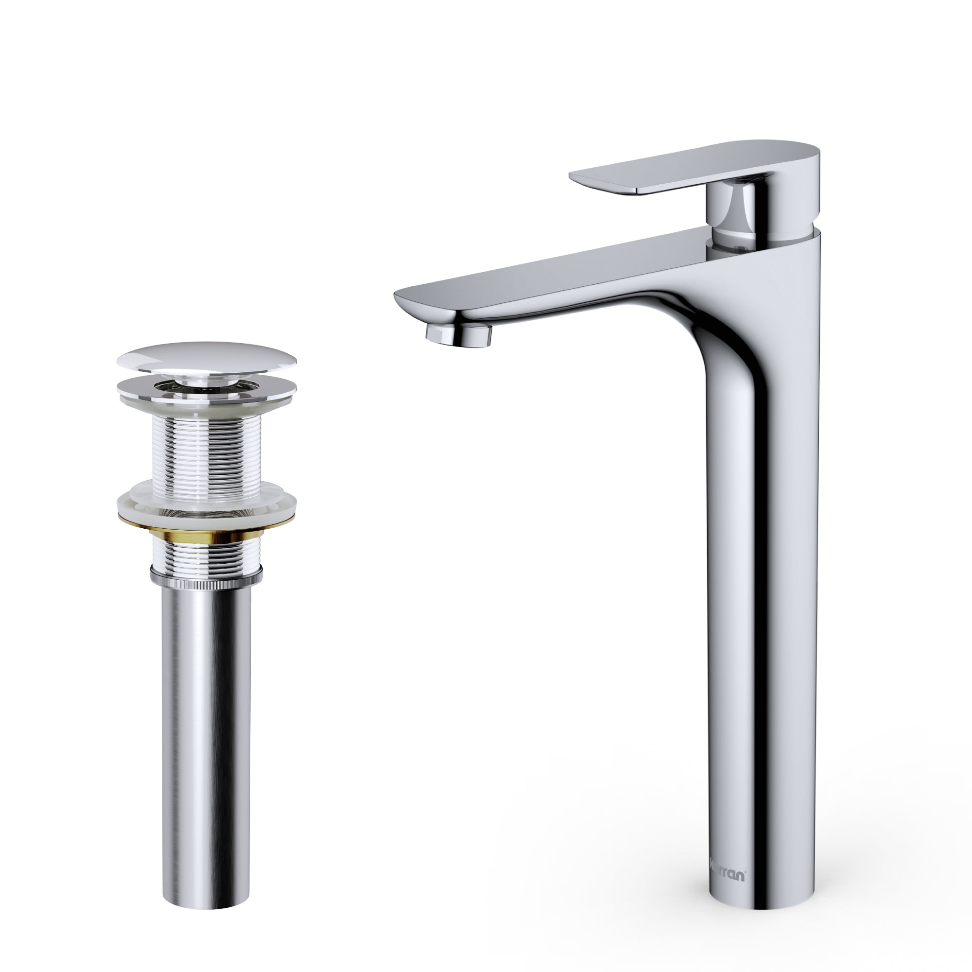 Karran Kayes 1.2 GPM Single Lever Handle Lead-free Brass ADA Bathroom Faucet, Vessel, Chrome, KBF422C