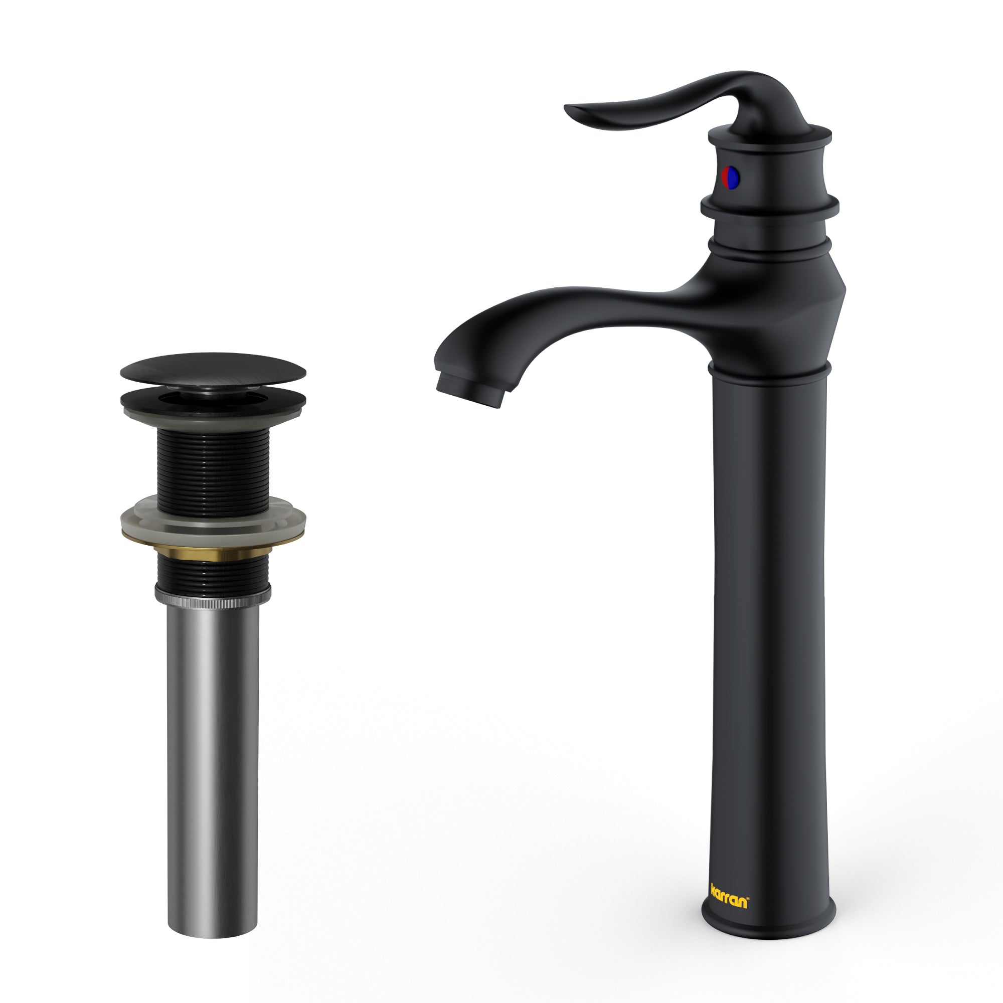 Karran Dartford 1.2 GPM Single Lever Handle Lead-free Brass ADA Bathroom Faucet, Vessel, Matte Black, KBF432MB