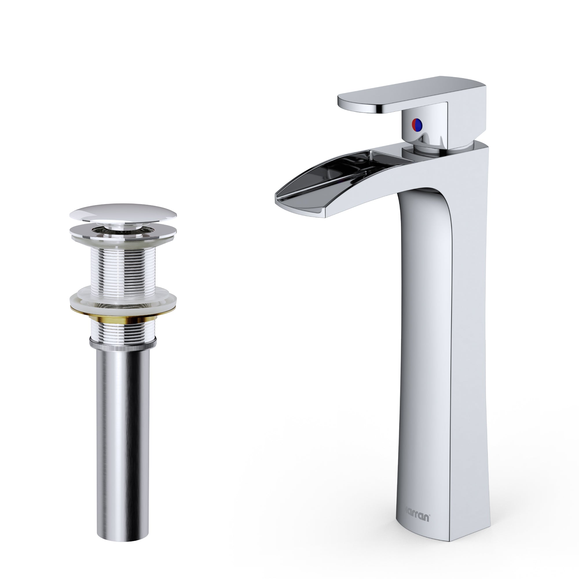 Karran Kassel 1.2 GPM Single Lever Handle Lead-free Brass ADA Bathroom Faucet, Vessel, Chrome, KBF442C