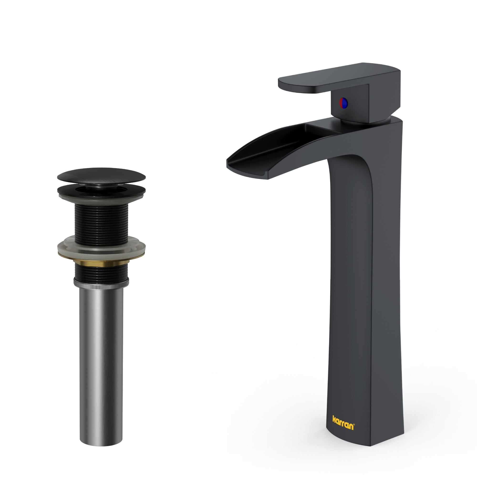Karran Kassel 1.2 GPM Single Lever Handle Lead-free Brass ADA Bathroom Faucet, Vessel, Matte Black, KBF442MB