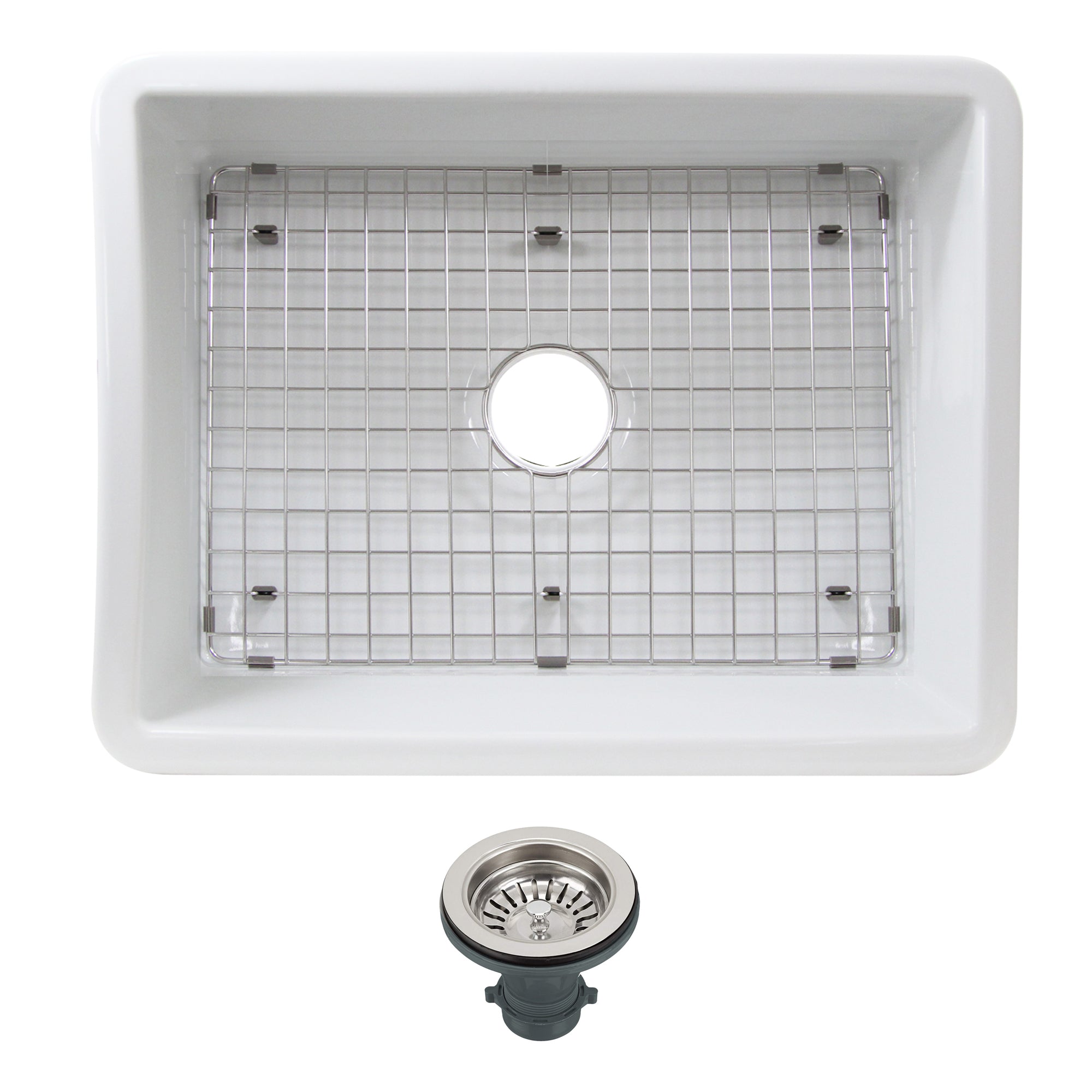 Alternate Image for Nantucket Sinks Island 24" Dual Mount Fireclay Kitchen Sink with Accessories, White, ISFC24W-SB1