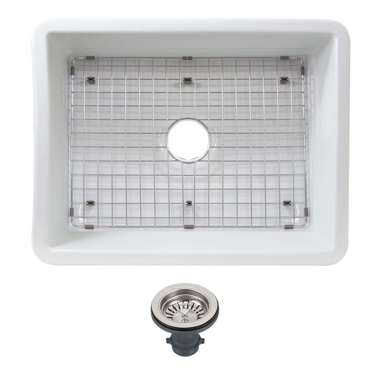 Alternate Image for Nantucket Sinks Island 24" Dual Mount Fireclay Kitchen Sink with Accessories, White, ISFC24W-SB1
