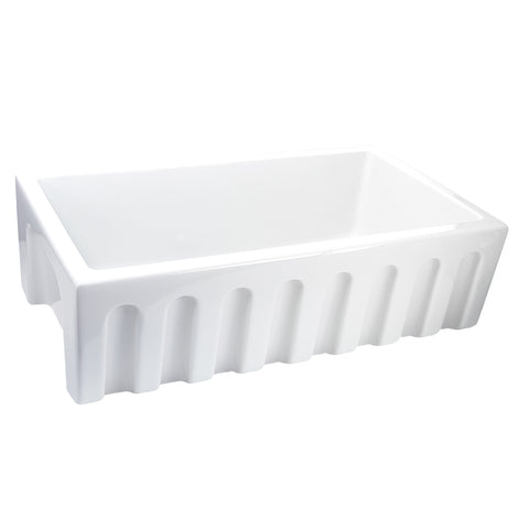 Nantucket Sinks Island 33" Fireclay Farmhouse Sink with Accessories, White, ISFCW33x18SO