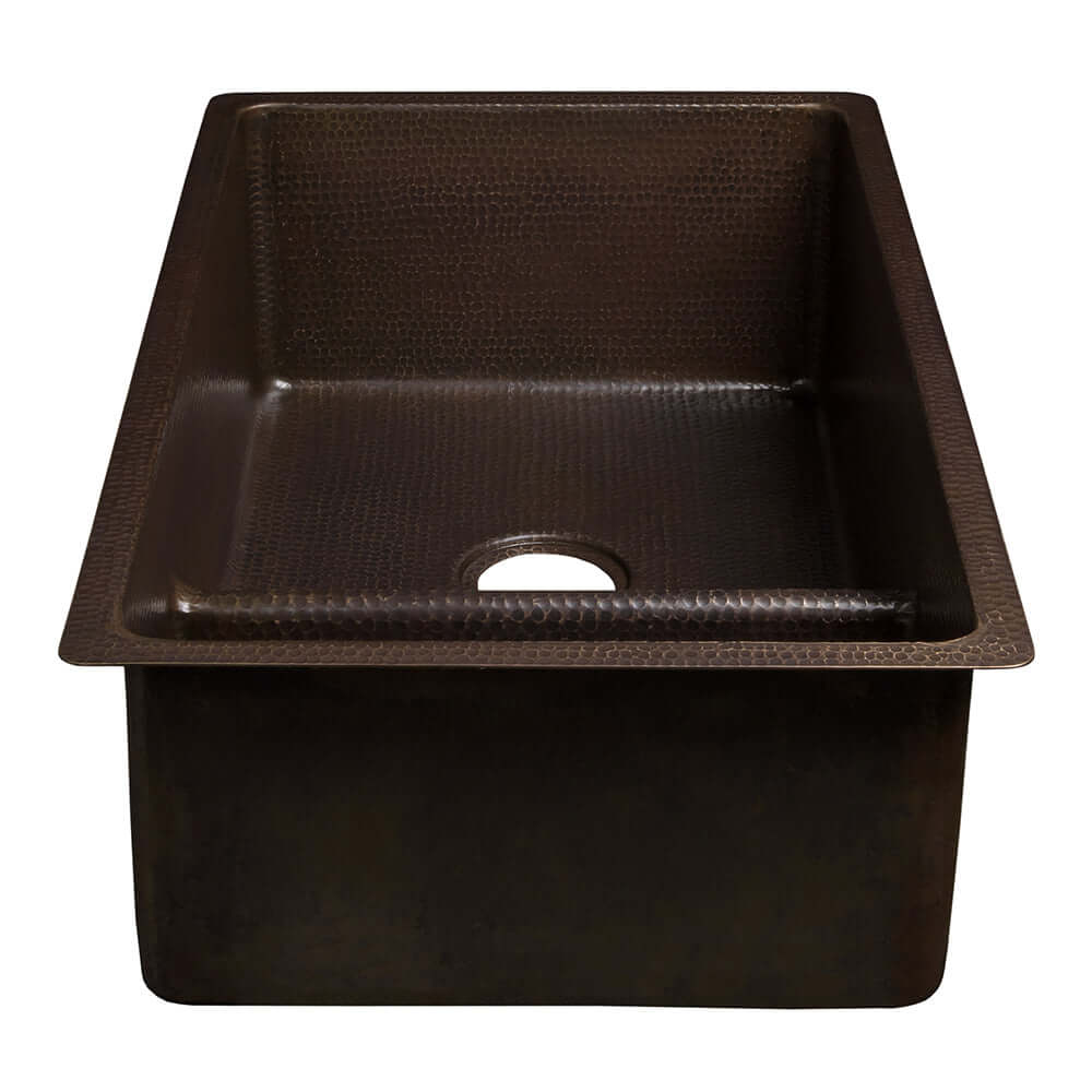 Alternate Image for Premier Copper Products 33" Copper Kitchen Sink, 70/30 Double Bowl, Oil Rubbed Bronze, K70DB33199-SD5
