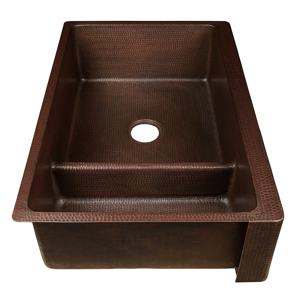 Alternate Image for Premier Copper Products 33" Copper Farmhouse Sink, 30/70 Double Bowl, Oil Rubbed Bronze, KA30DB33229-SD5