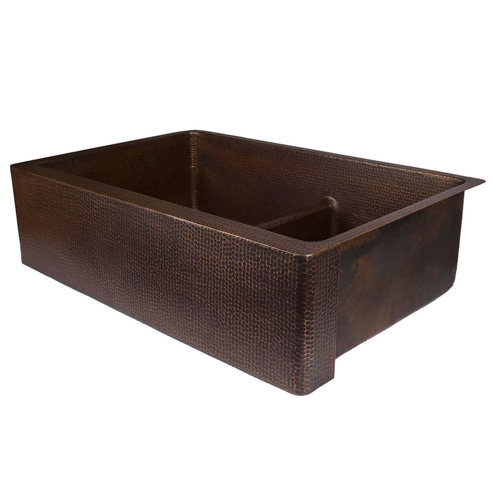 Alternate Image for Premier Copper Products 33" Copper Farmhouse Sink, 60/40 Double Bowl, Oil Rubbed Bronze, KA60DB33229-SD5