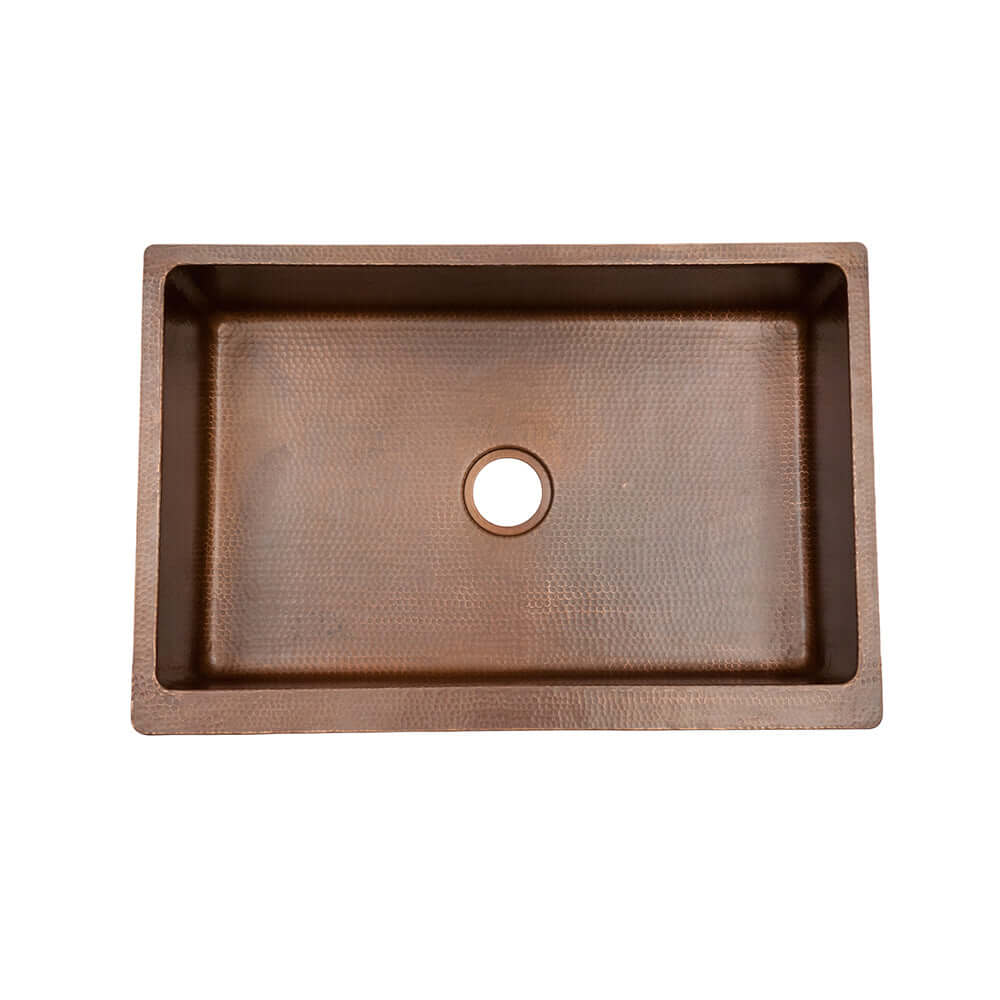 Alternate Image for Premier Copper Products 33" Copper Farmhouse Sink, Antique Copper, KASB33229
