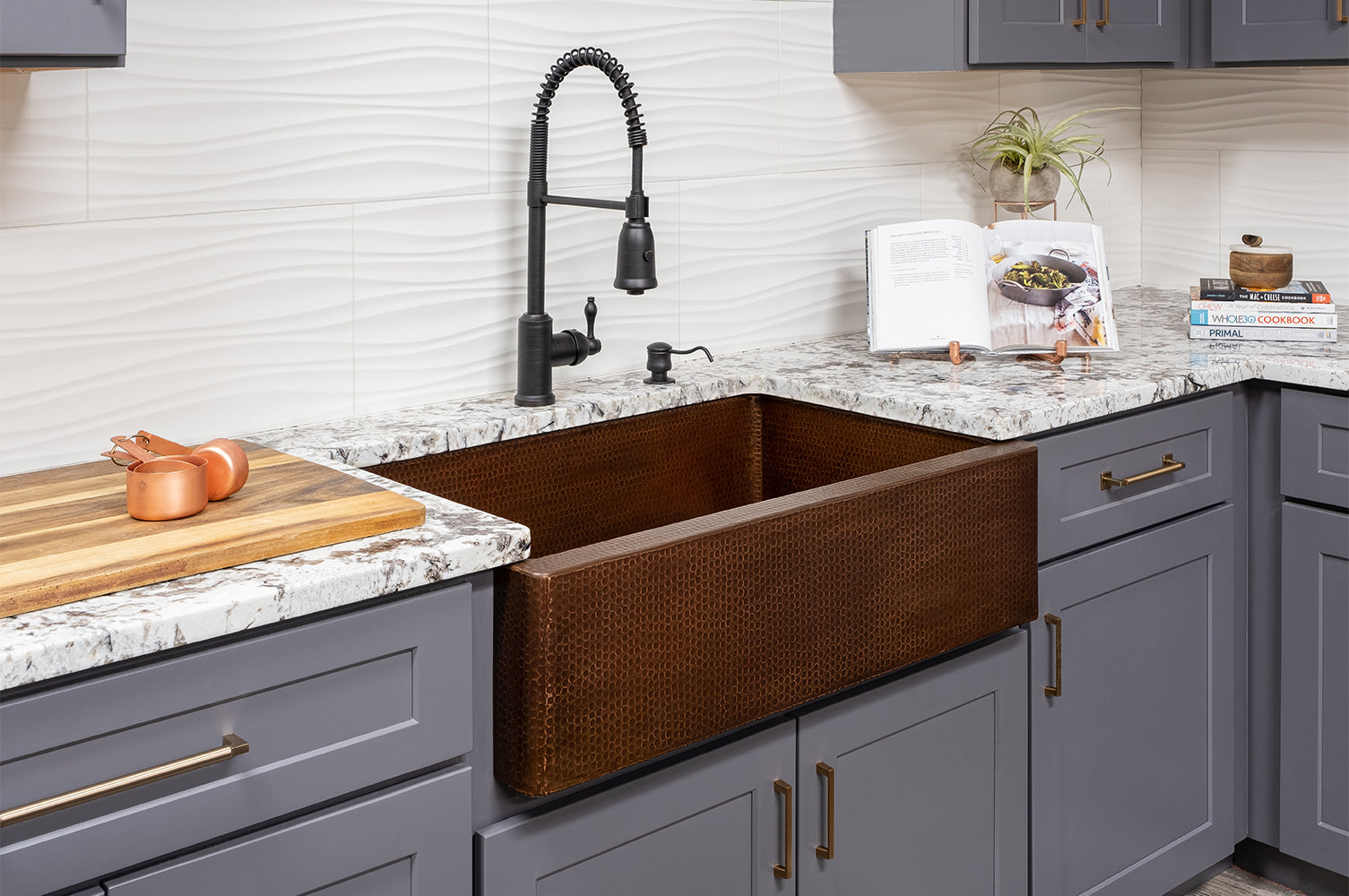 Alternate Image for Premier Copper Products 33" Copper Farmhouse Sink, Antique Copper, KASB33229