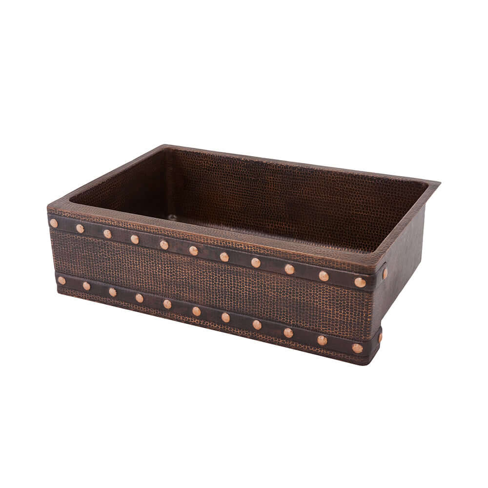 Alternate Image for Premier Copper Products 30" Copper Farmhouse Sink, Oil Rubbed Bronze, KASDB30229BS