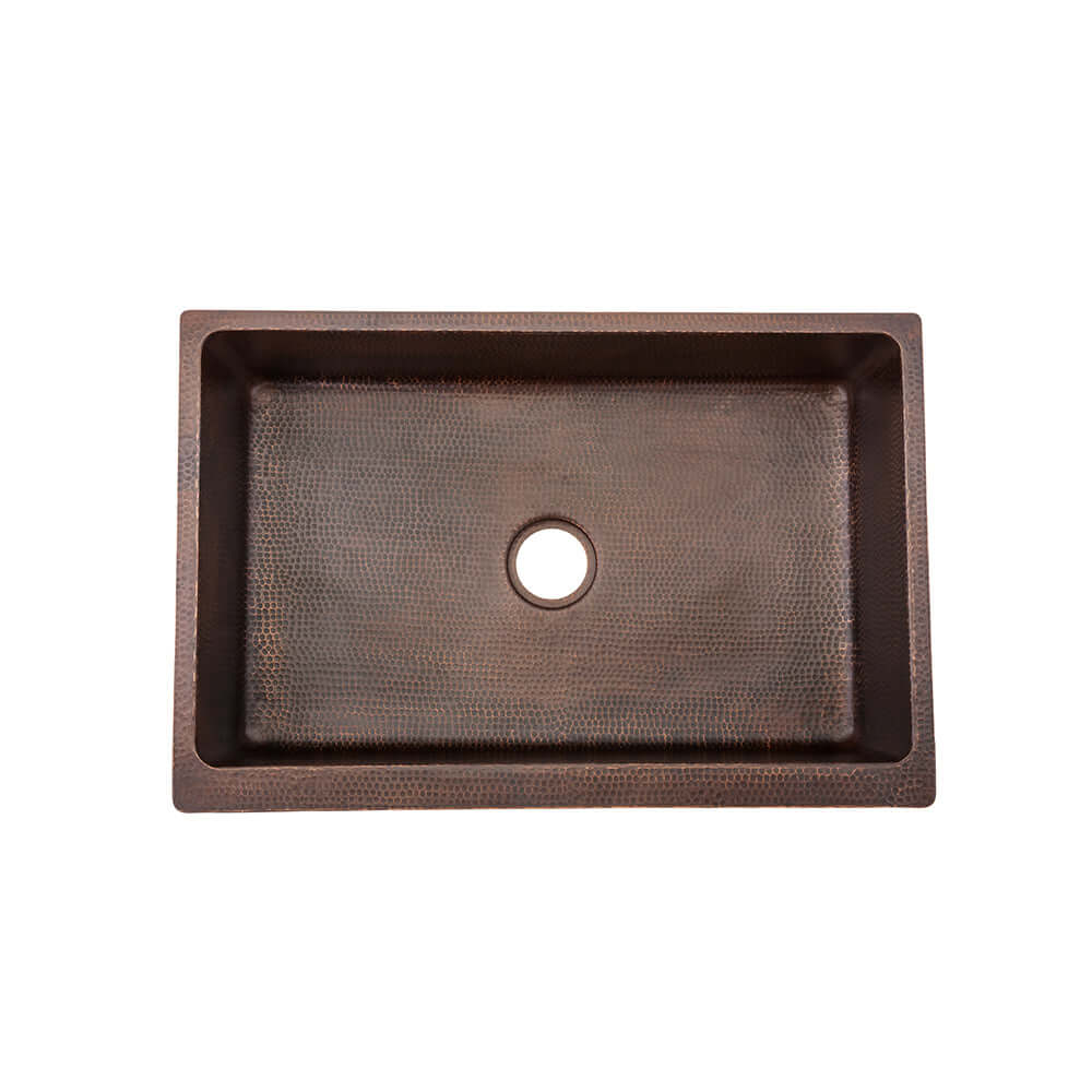 Alternate Image for Premier Copper Products 30" Copper Farmhouse Sink, Oil Rubbed Bronze, KASDB30229BS
