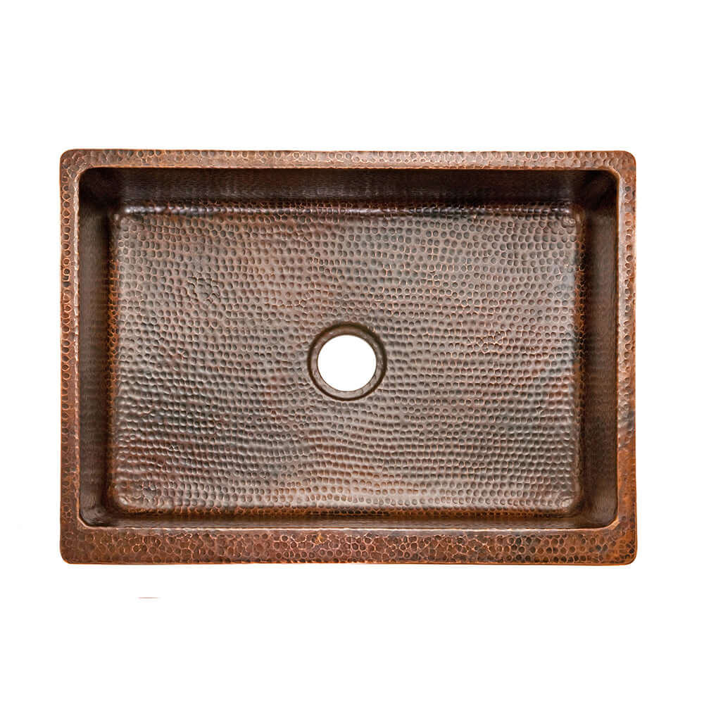 Alternate Image for Premier Copper Products 30" Copper Farmhouse Sink, Oil Rubbed Bronze, KASDB30229