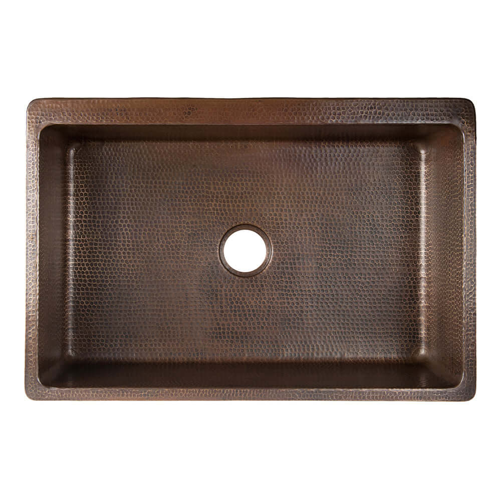 Alternate Image for Premier Copper Products 33" Copper Farmhouse Sink, Oil Rubbed Bronze and Nickel, KASDB33229F-NB