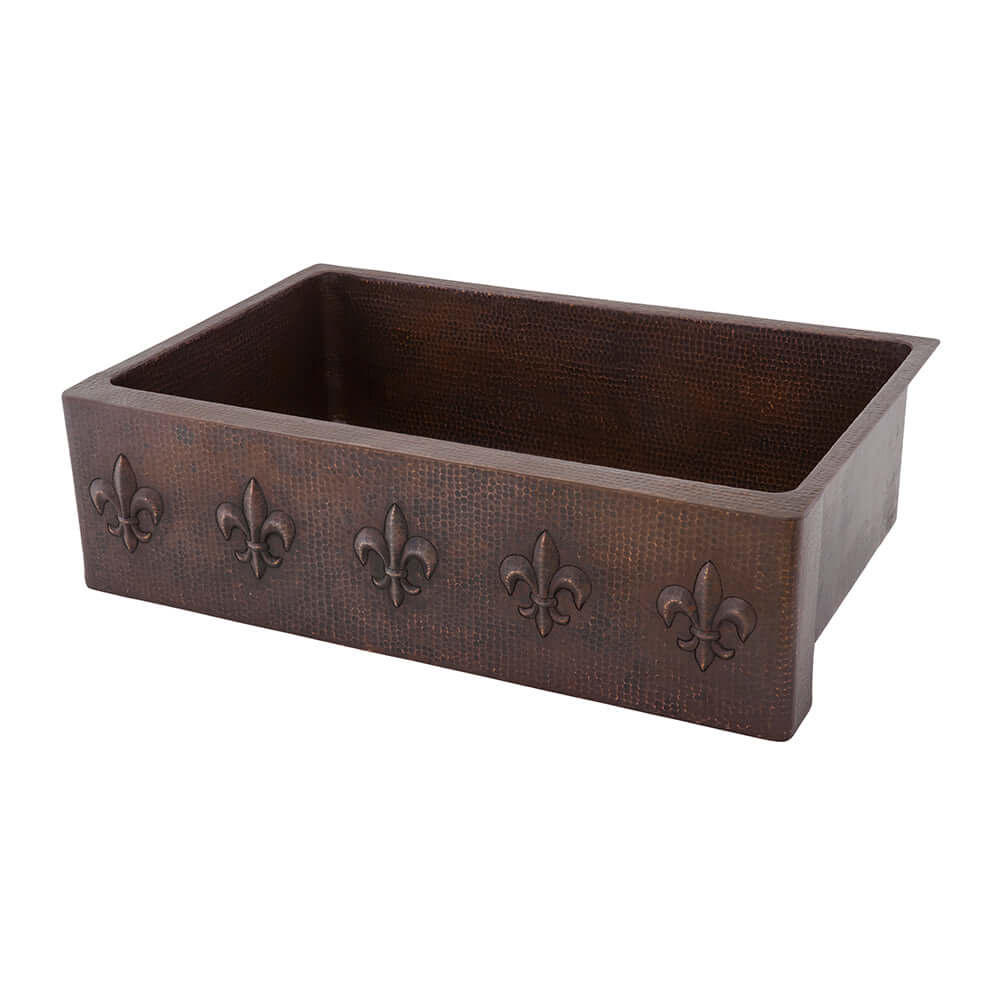 Alternate Image for Premier Copper Products 33" Copper Farmhouse Sink, Oil Rubbed Bronze, KASDB33229F