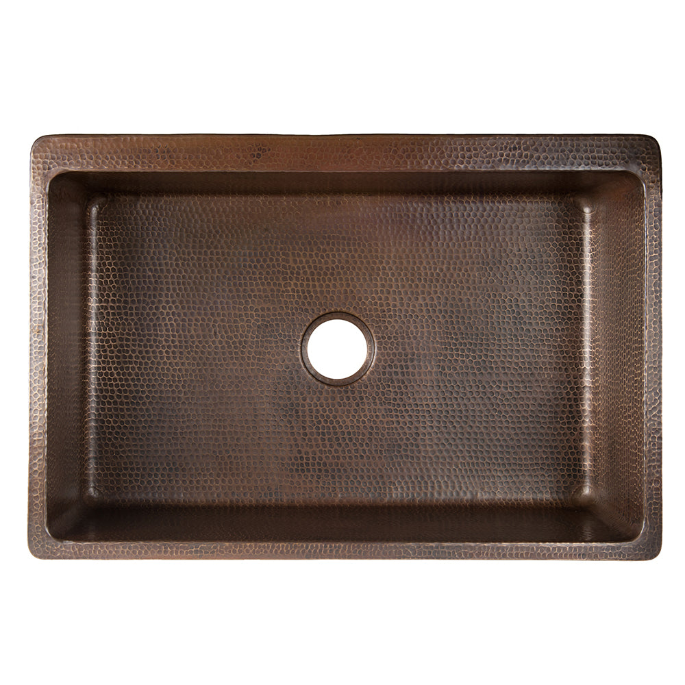 Alternative View of Premier Copper Products 33" Copper Farmhouse Sink, Oil Rubbed Bronze and Nickel, KASDB33229S-NB