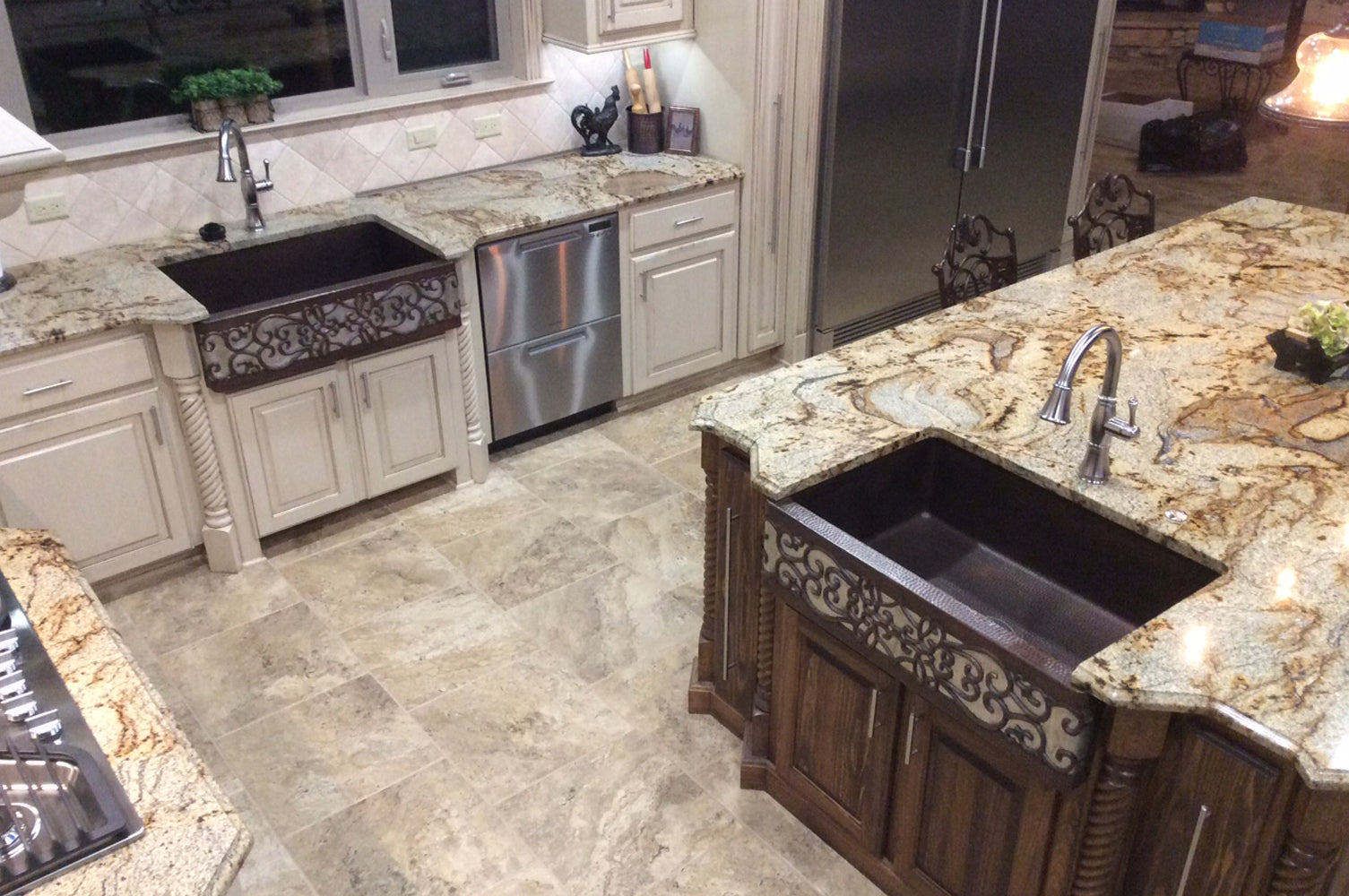 Alternate Image for Premier Copper Products 33" Copper Farmhouse Sink, Oil Rubbed Bronze and Nickel, KASDB33229S-NB