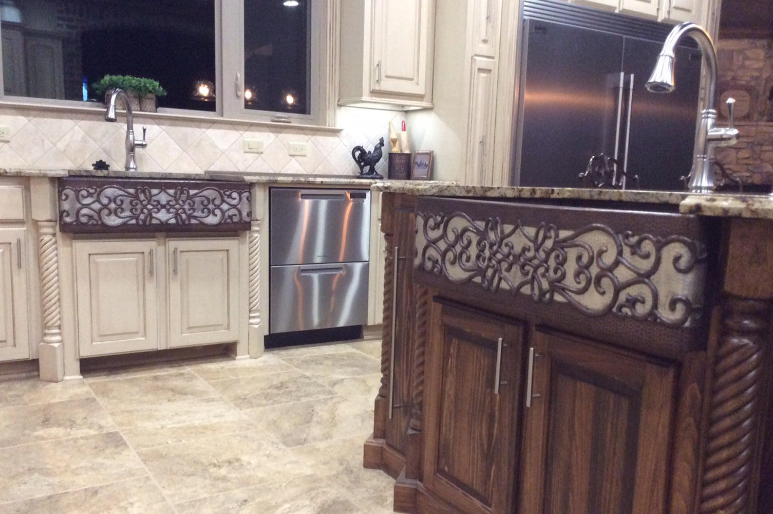 Alternate Image for Premier Copper Products 33" Copper Farmhouse Sink, Oil Rubbed Bronze and Nickel, KASDB33229S-NB