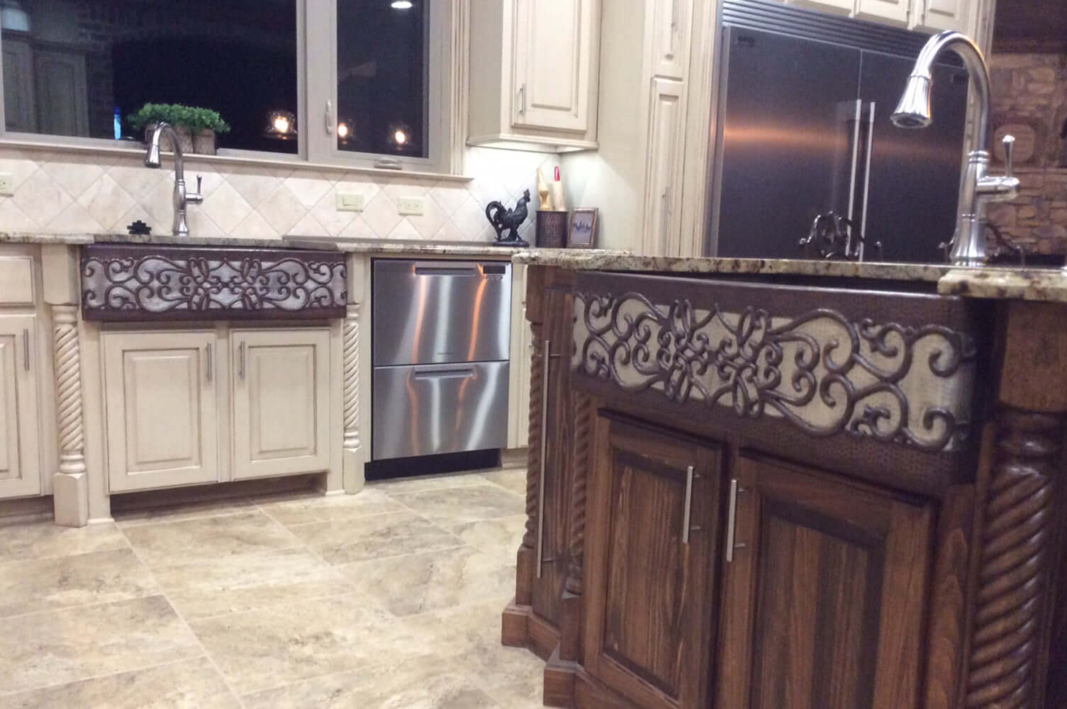 Alternate Image for Premier Copper Products 33" Copper Farmhouse Sink, Oil Rubbed Bronze and Nickel, KASDB33229S-NB