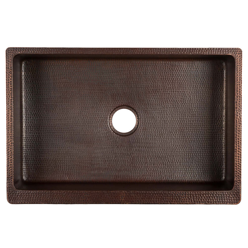 Alternate Image for Premier Copper Products 33" Copper Farmhouse Sink, Oil Rubbed Bronze, KASDB33229S