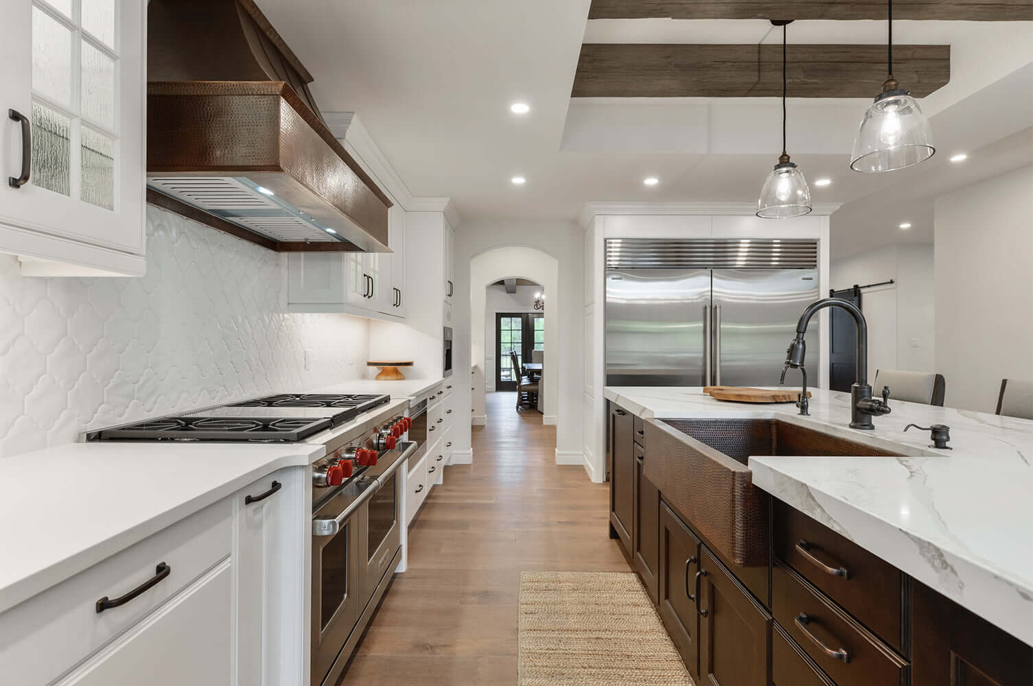 Alternate Image for Premier Copper Products 35" Copper Farmhouse Sink, Oil Rubbed Bronze, KASDB35229