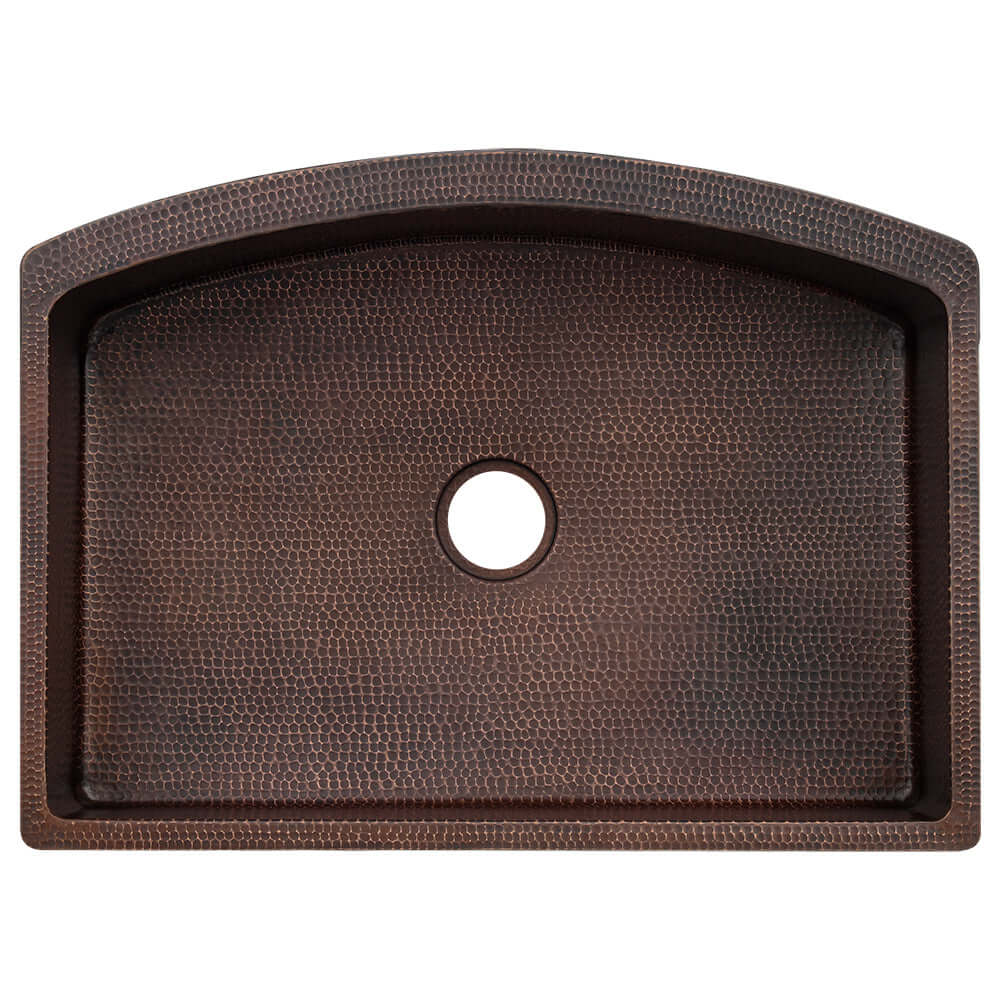 Alternate Image for Premier Copper Products 33" Hammered Copper Farmhouse Sink, Glazed Black, 14 Gauge, KASRBLK33249