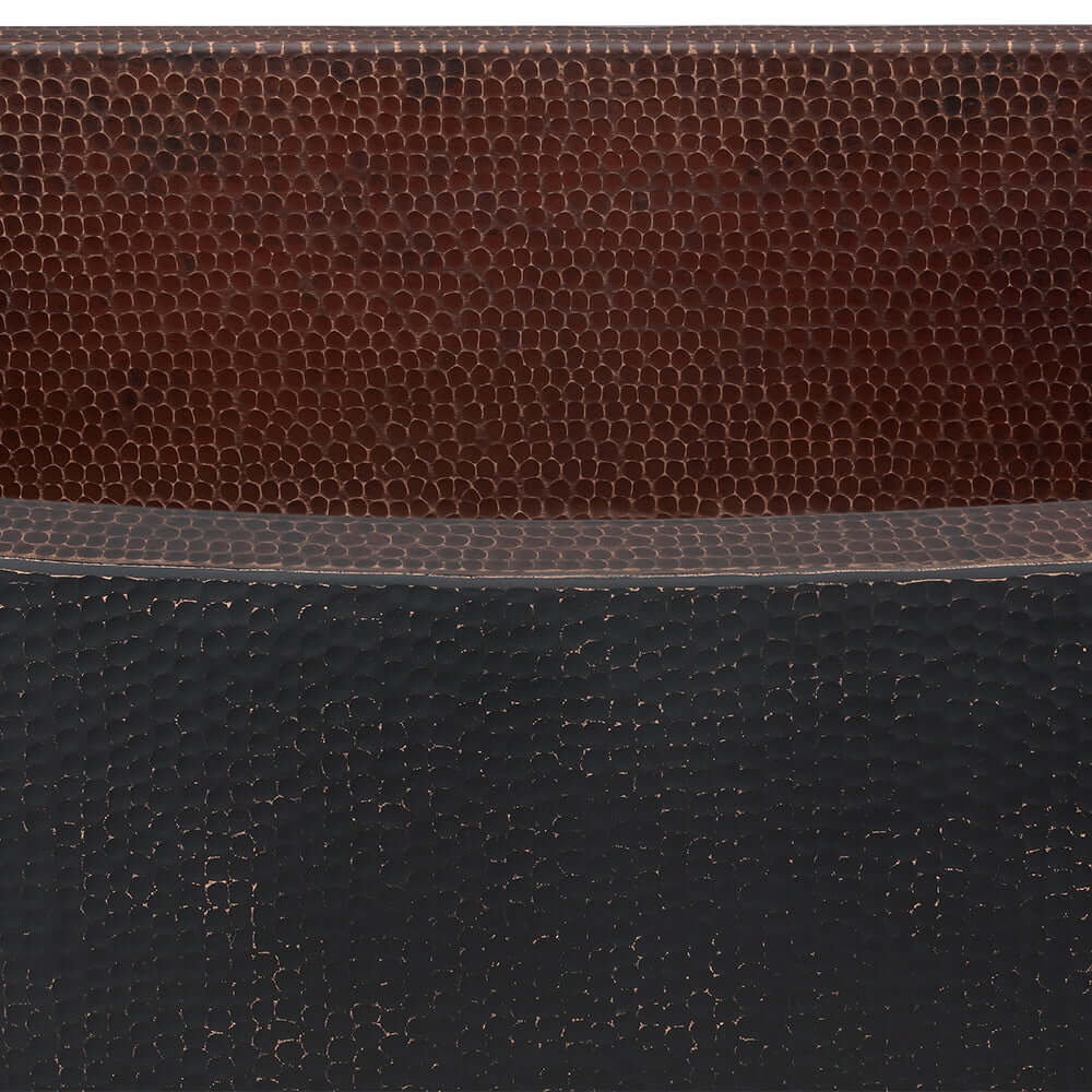 Alternate Image for Premier Copper Products 33" Hammered Copper Farmhouse Sink, Glazed Black, 14 Gauge, KASRBLK33249