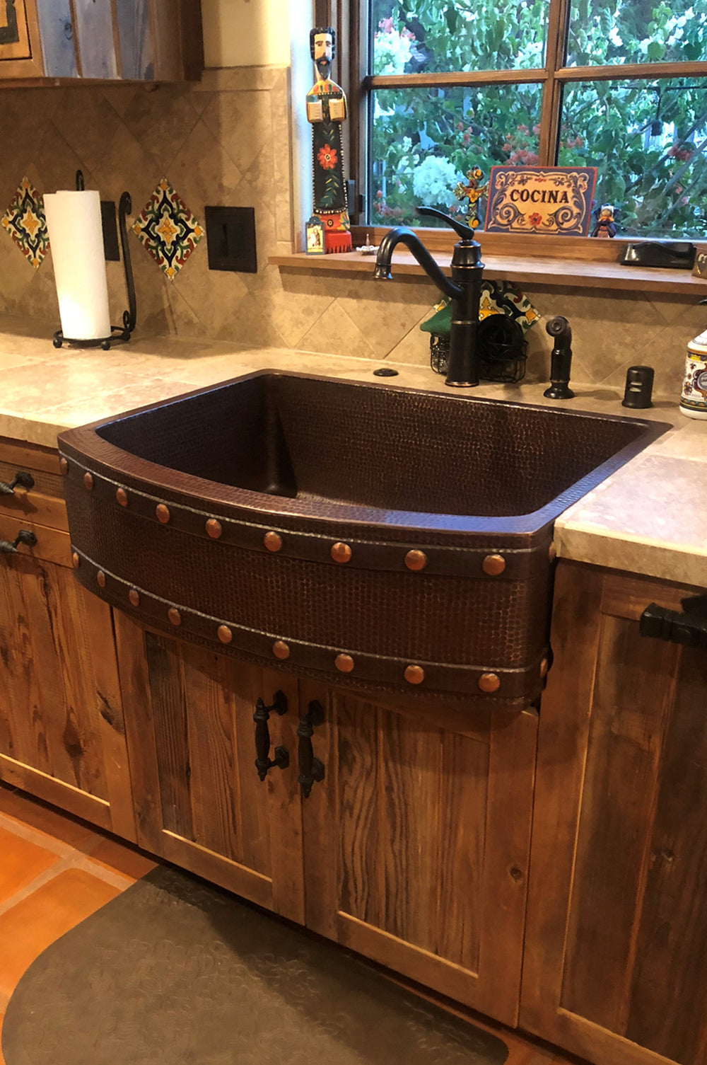 Alternate Image for Premier Copper Products 30" Copper Farmhouse Sink, Oil Rubbed Bronze, KASRDB30249BS
