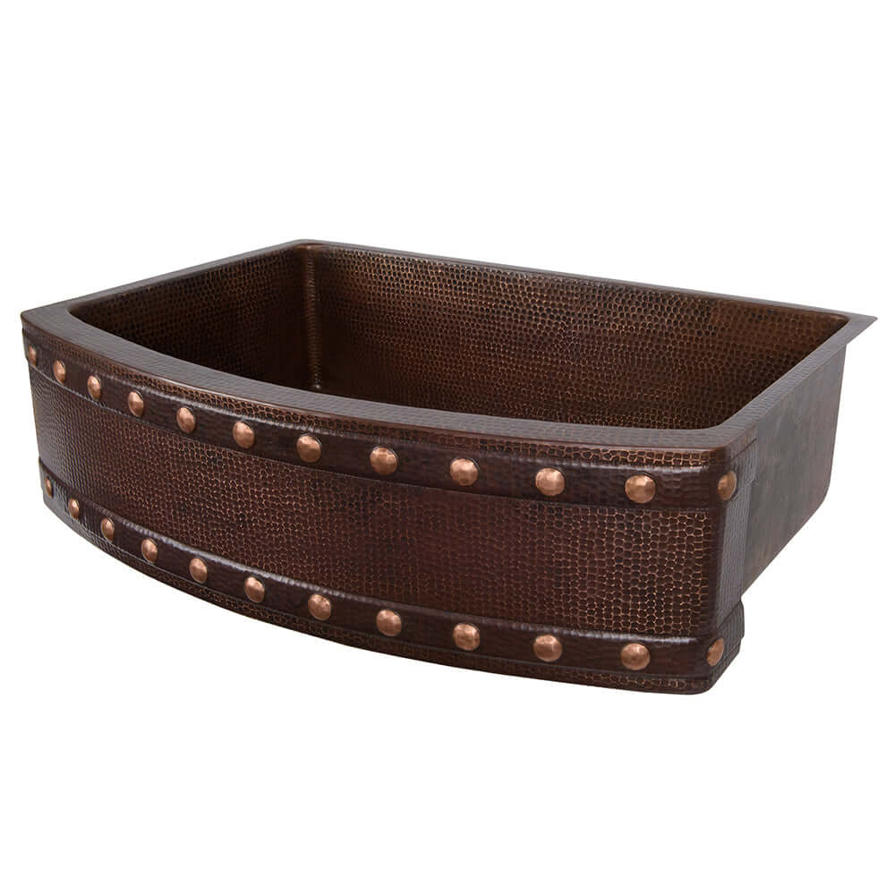 Alternate Image for Premier Copper Products 33" Copper Farmhouse Sink, Oil Rubbed Bronze, KASRDB33249BS