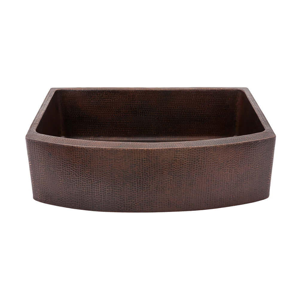 Alternate Image for Premier Copper Products 33" Hammered Copper Kitchen Rounded Apron Single Basin Farmhouse Sink with Matching Drain and Accessories, Oil Rubbed Bronze, KSP3_KASRDB33249