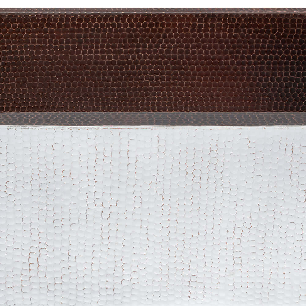 Alternate Image for Premier Copper Products 30" Hammered Copper Farmhouse Sink, Glazed White, 14 Gauge, KASWHT30229