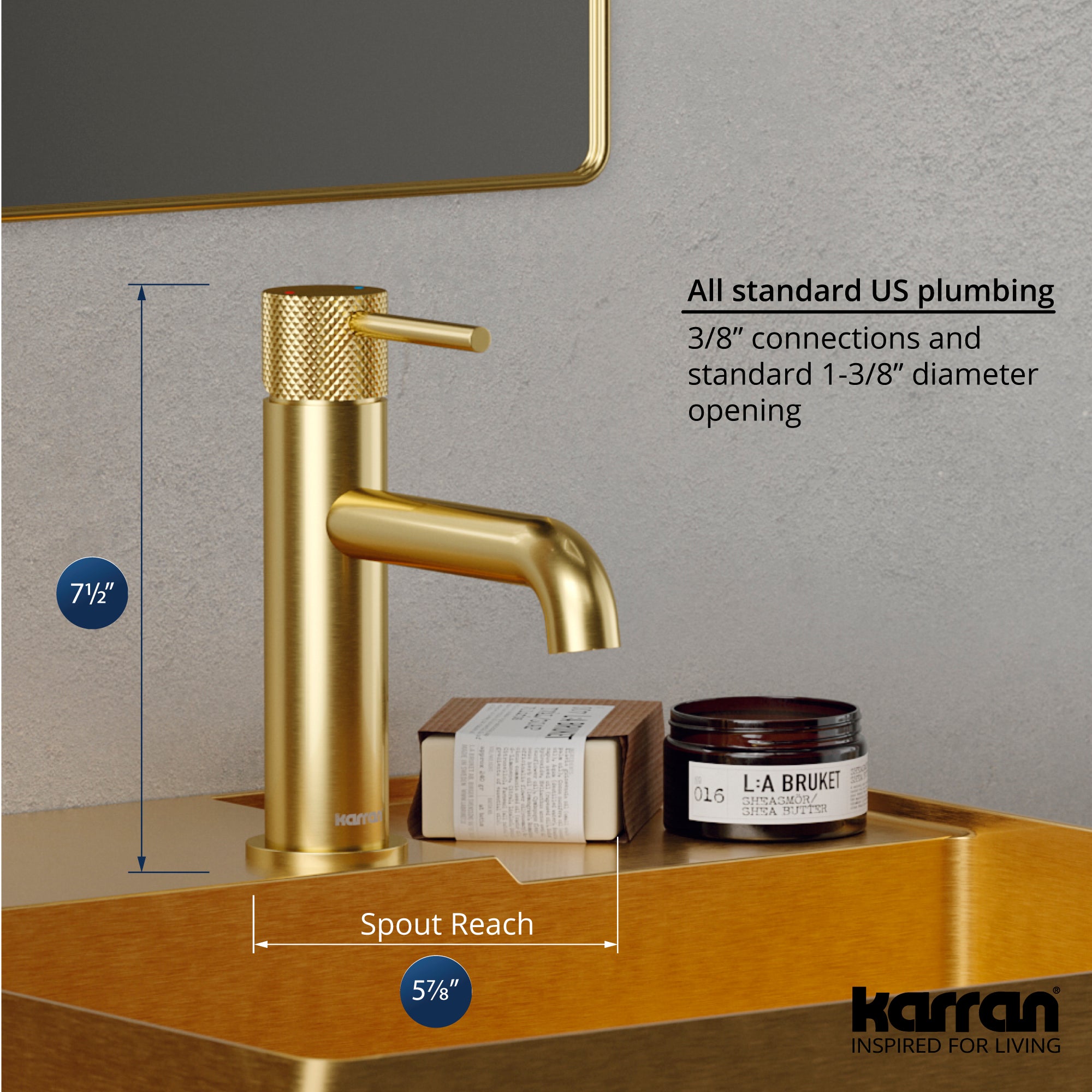 Alternate Image for Karran Tryst 1.2 GPM Single Lever Handle Lead-free Brass ADA Bathroom Faucet, Basin, Brushed Gold, KBF460BG