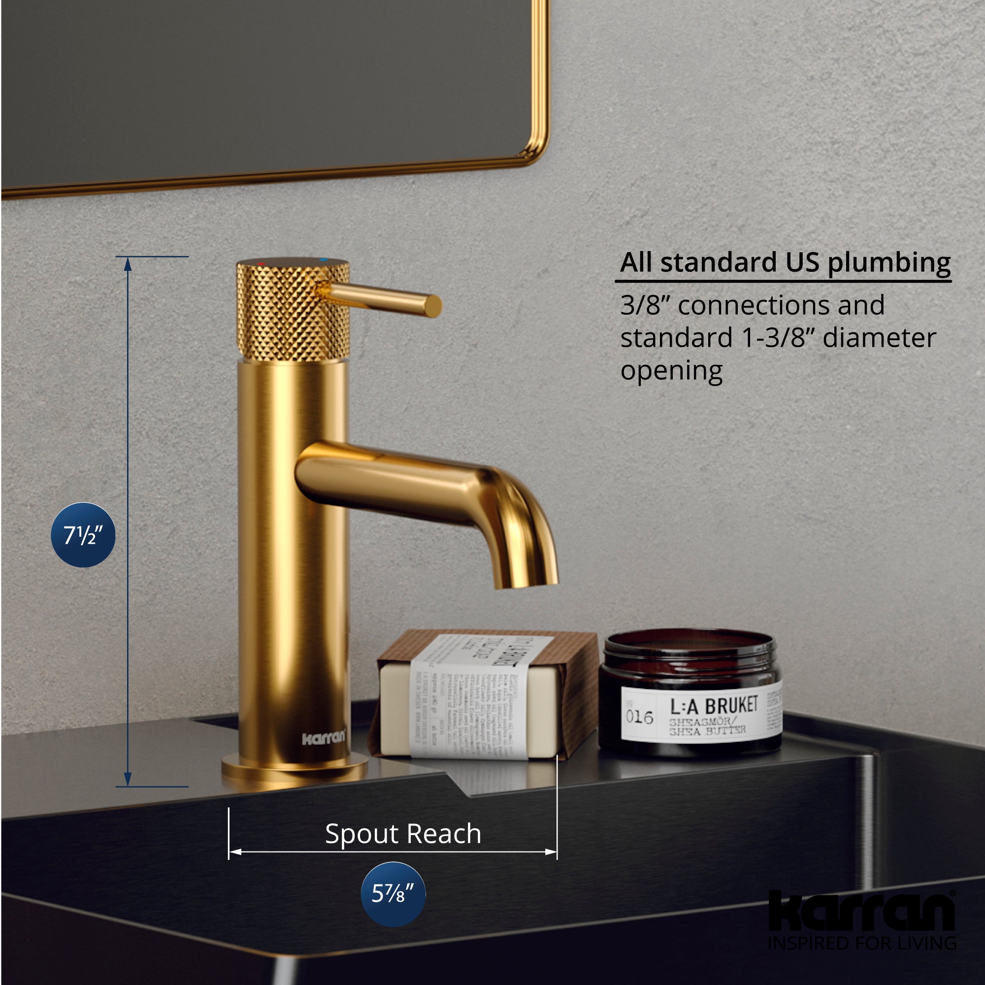 Alternate Image for Karran Tryst 1.2 GPM Single Lever Handle Lead-free Brass ADA Bathroom Faucet, Basin, Gold, KBF460G