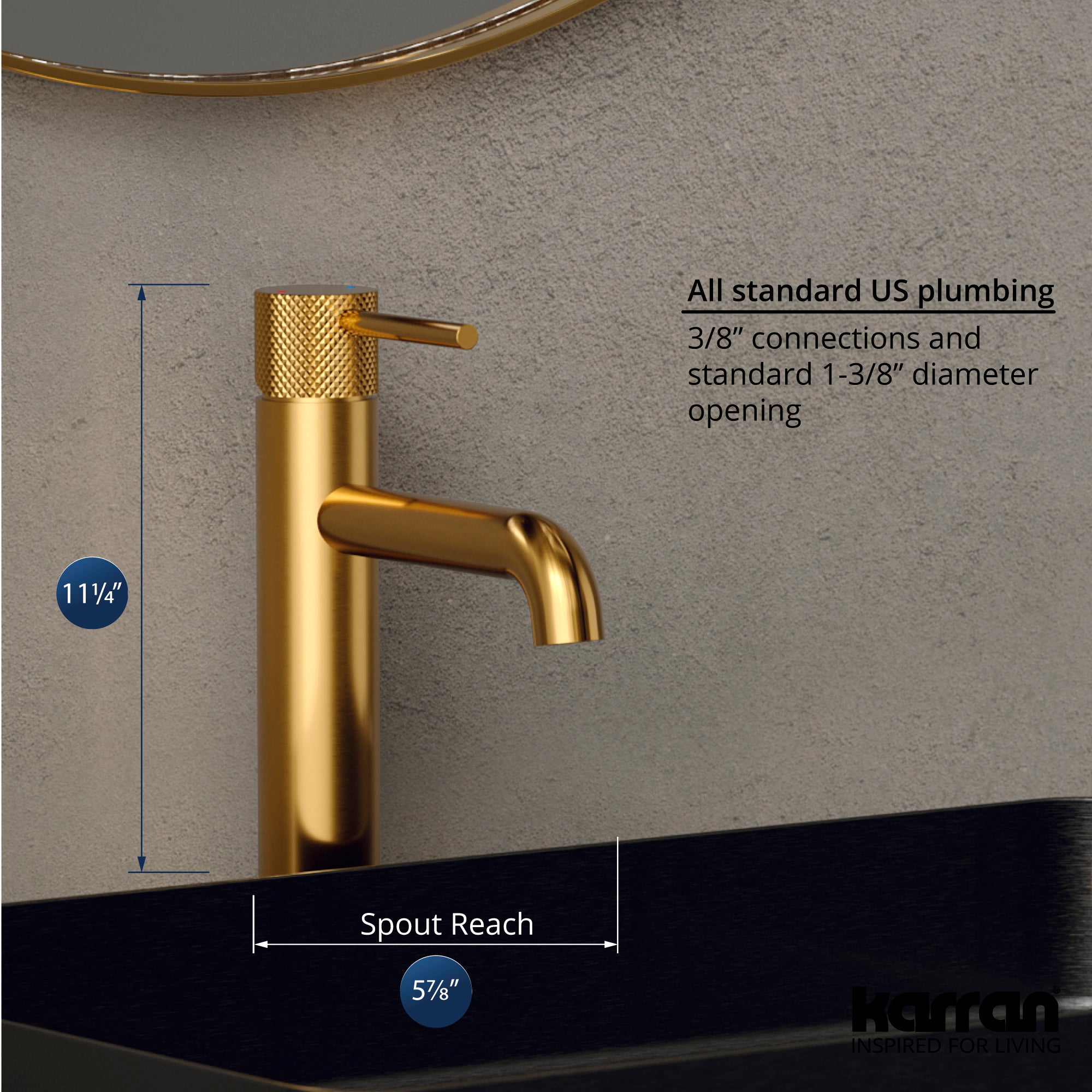 Alternate Image for Karran Tryst 1.2 GPM Single Lever Handle Lead-free Brass ADA Bathroom Faucet, Vessel, Gold, KBF462G