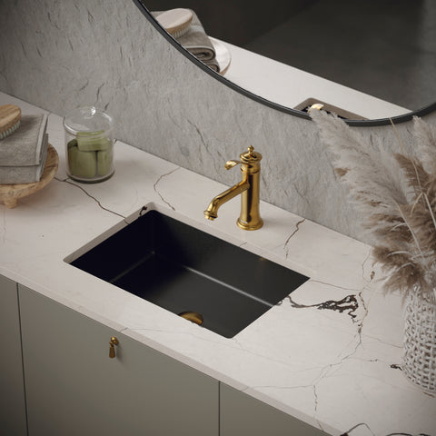 Karran Vineyard 1.2 GPM Single Lever Handle Lead-free Brass ADA Bathroom Faucet, Basin, Gold, KBF470G