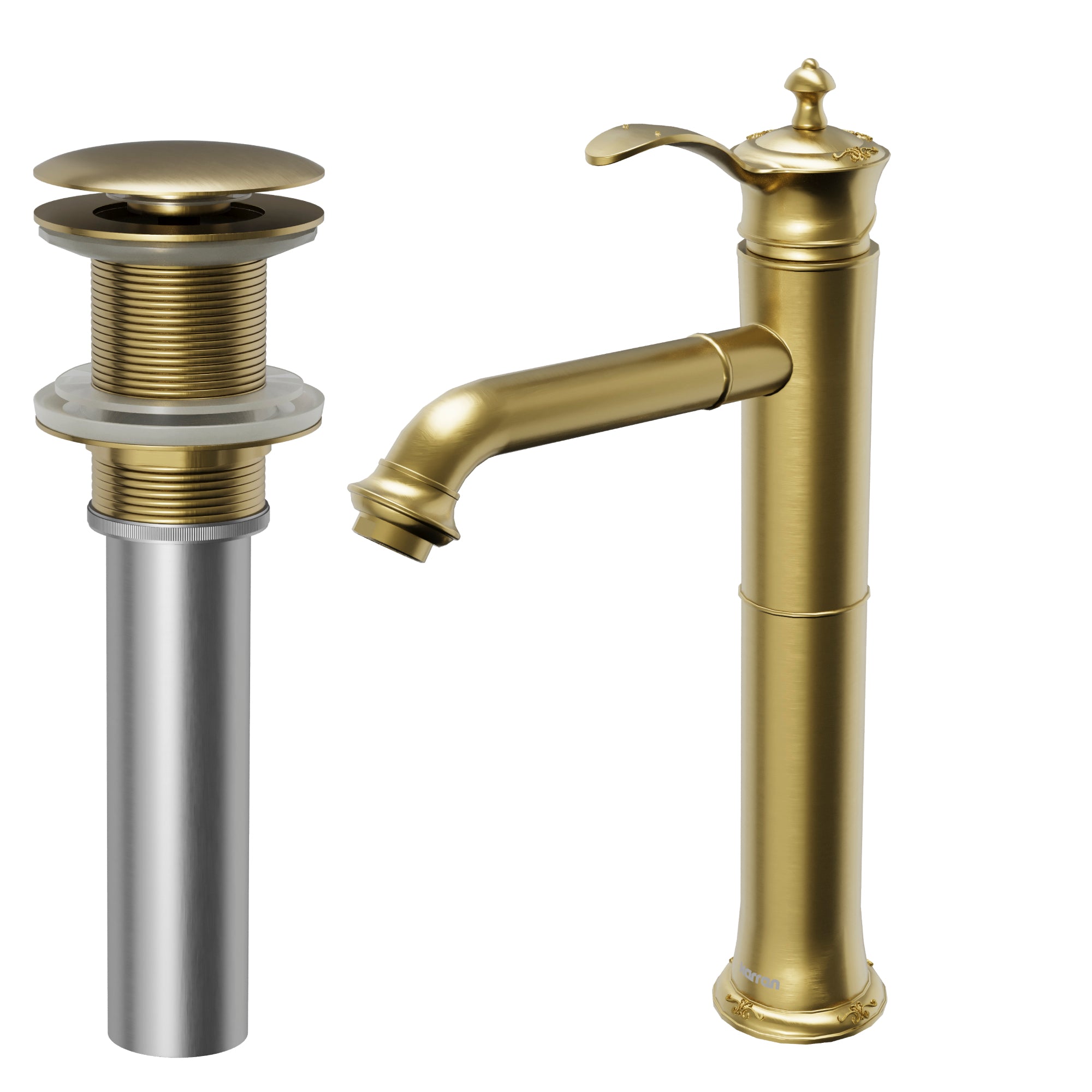Alternate Image for Karran Vineyard 1.2 GPM Single Lever Handle Lead-free Brass ADA Bathroom Faucet, Vessel, Brushed Gold, KBF472BG