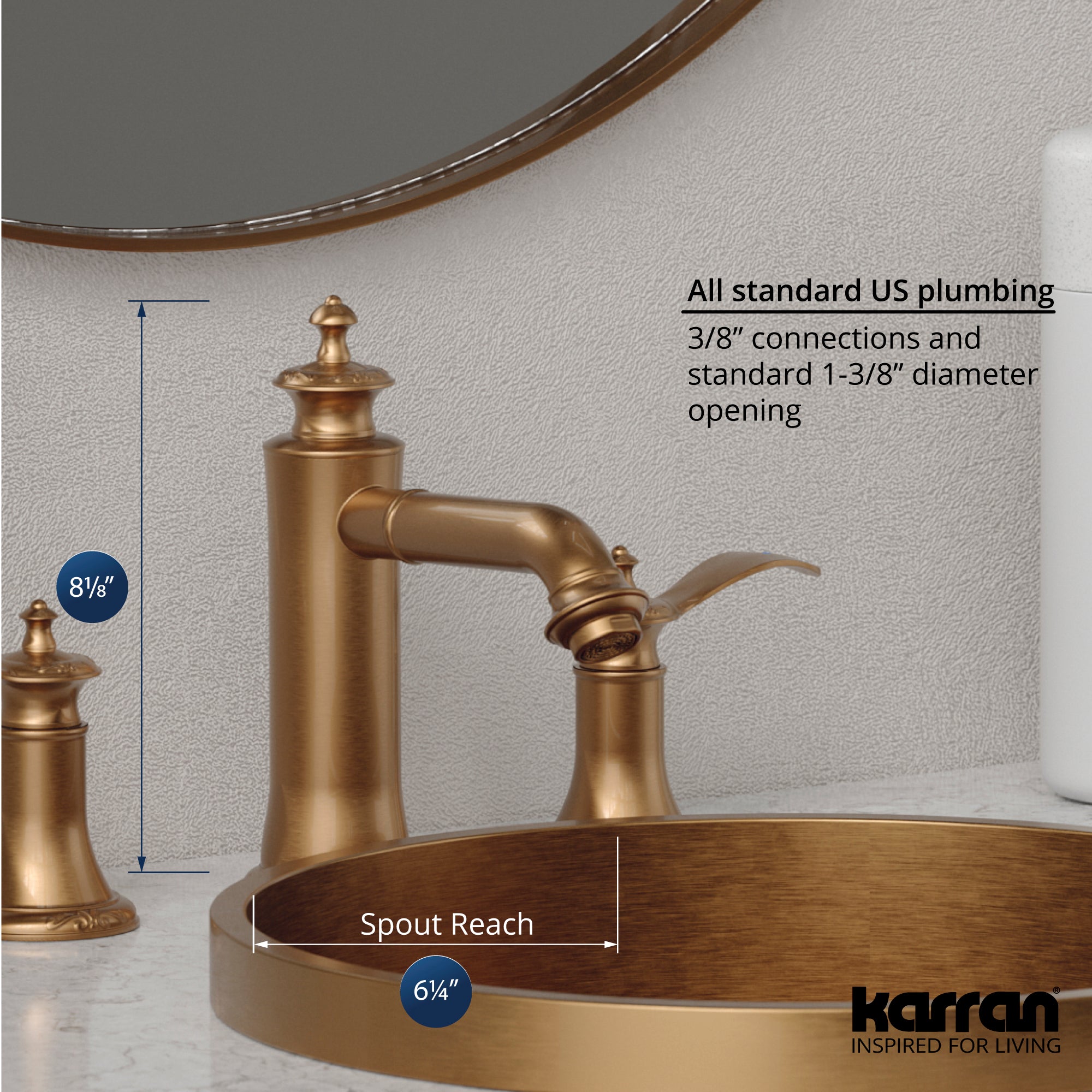 Alternate Image for Karran Vineyard 1.2 GPM Double Lever Handle Lead-free Brass ADA Bathroom Faucet, Widespread, Brushed Copper, KBF474BC