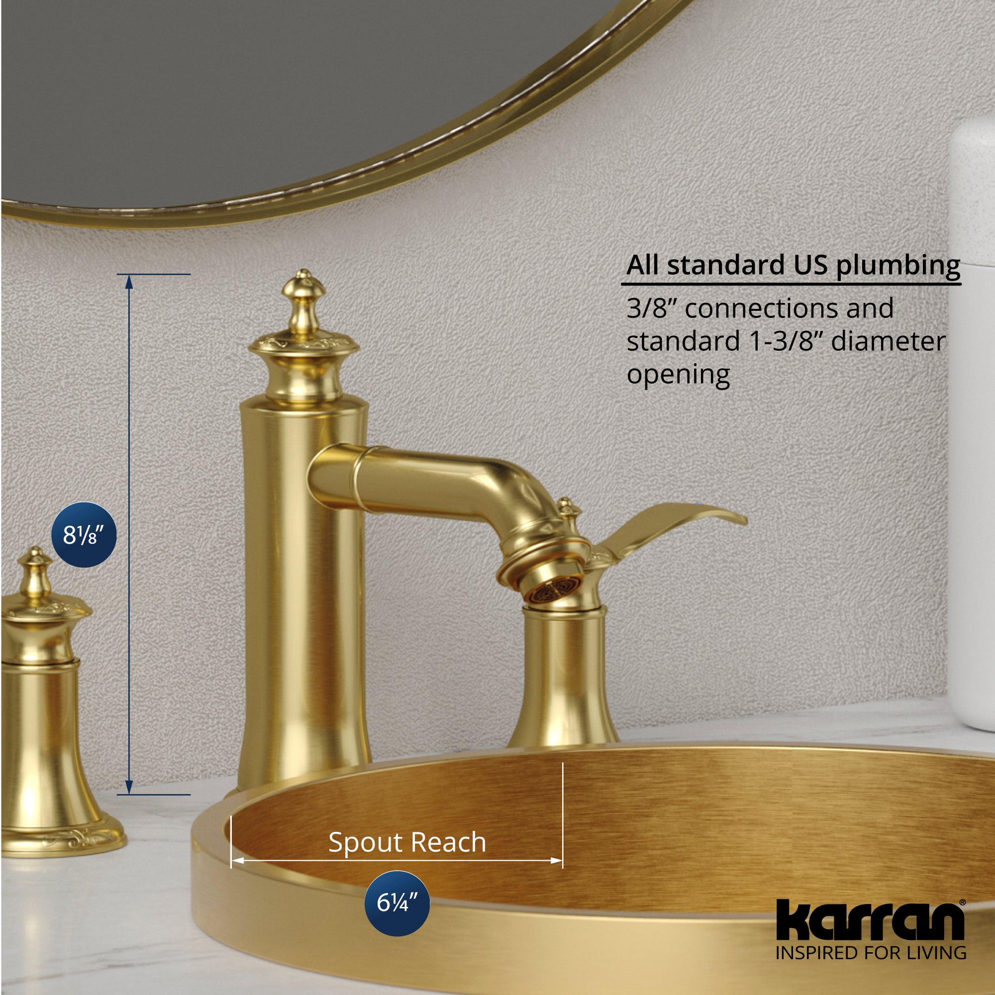 Alternate Image for Karran Vineyard 1.2 GPM Double Lever Handle Lead-free Brass ADA Bathroom Faucet, Widespread, Brushed Gold, KBF474BG