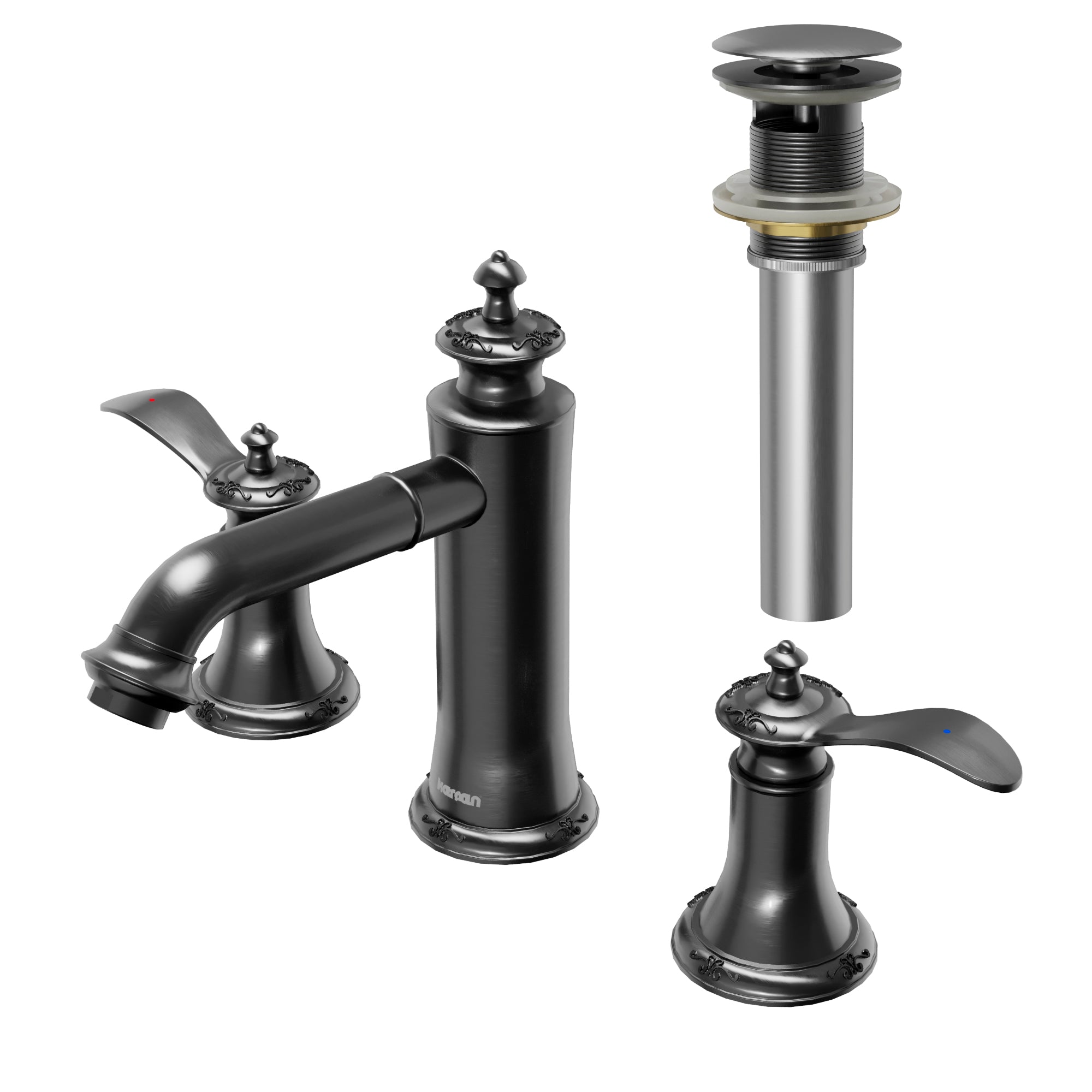 Alternate Image for Karran Vineyard 1.2 GPM Double Lever Handle Lead-free Brass ADA Bathroom Faucet, Widespread, Gunmetal Grey, KBF474GG