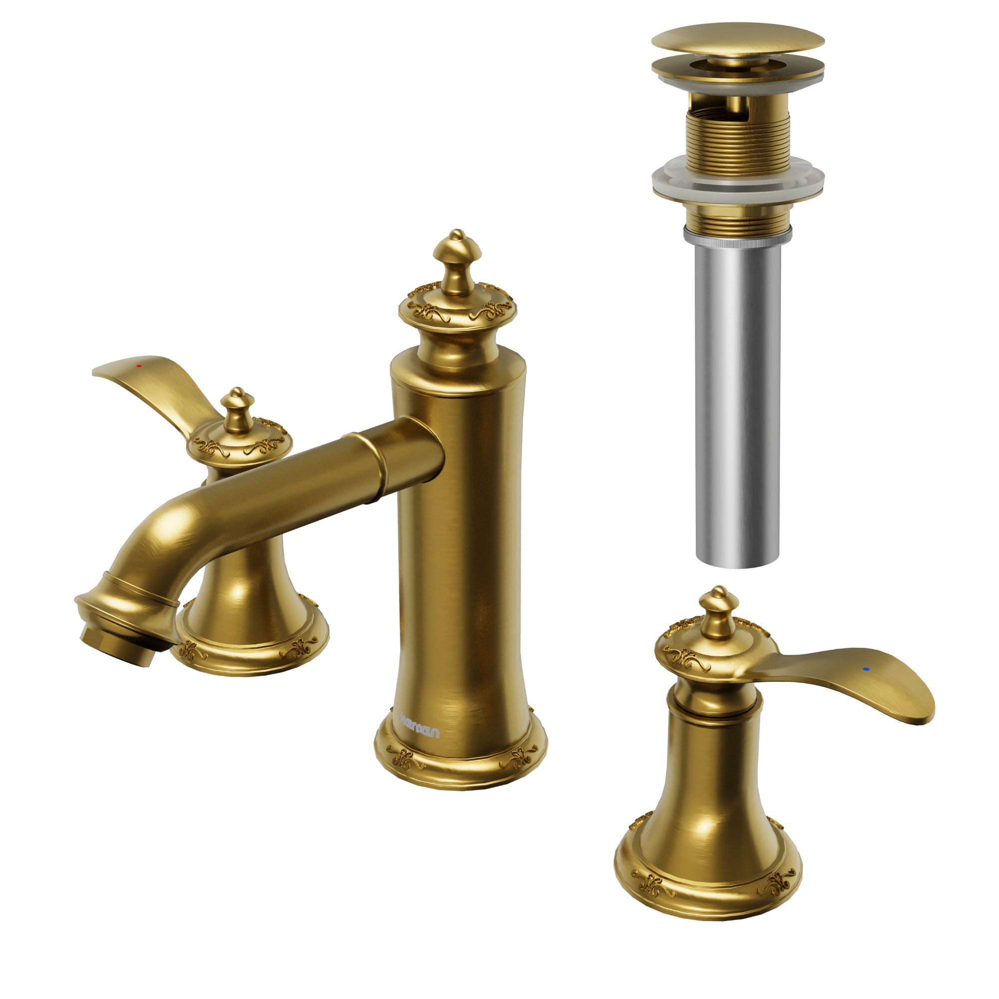 Alternate Image for Karran Vineyard 1.2 GPM Double Lever Handle Lead-free Brass ADA Bathroom Faucet, Widespread, Gold, KBF474G
