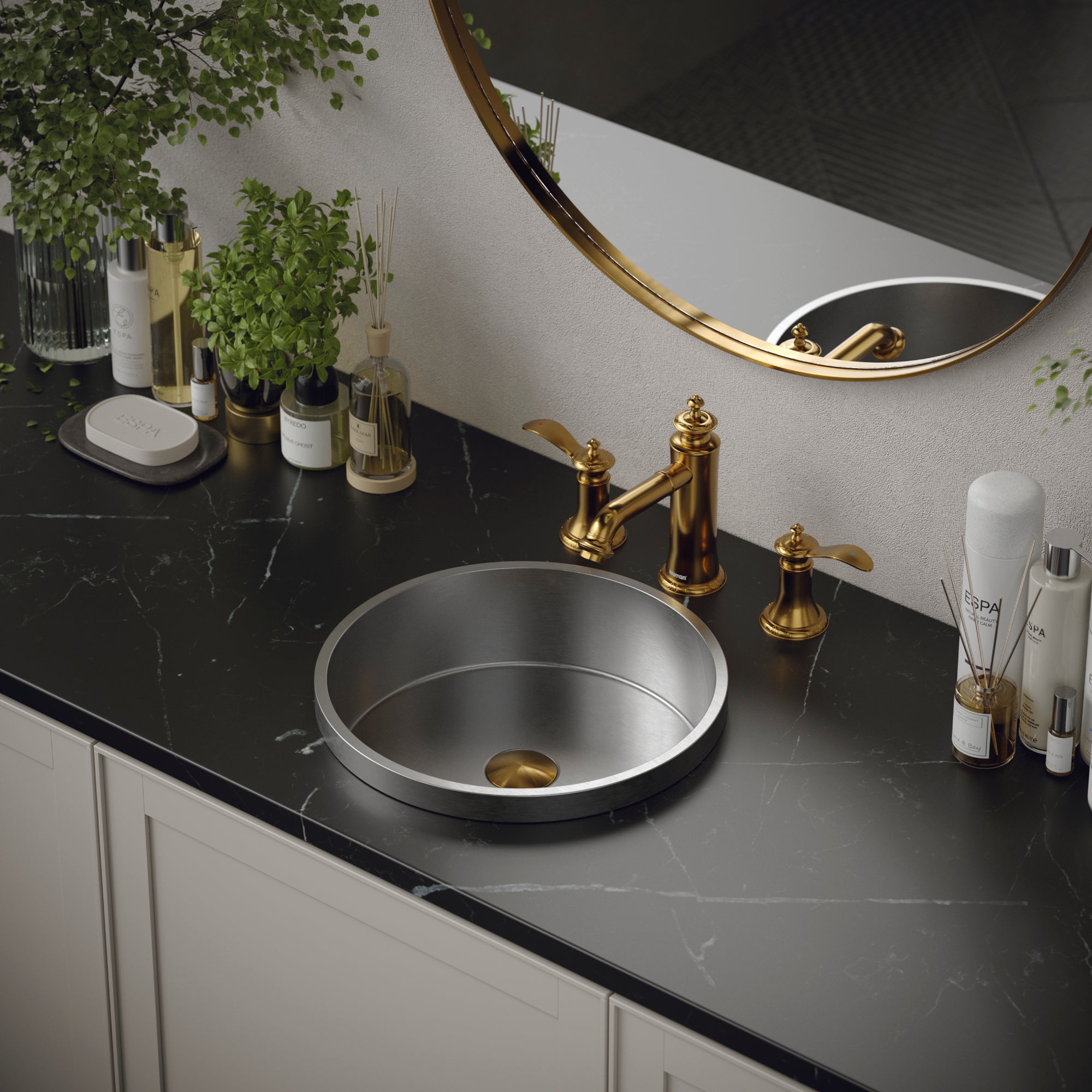 Alternate Image for Karran Vineyard 1.2 GPM Double Lever Handle Lead-free Brass ADA Bathroom Faucet, Widespread, Gold, KBF474G