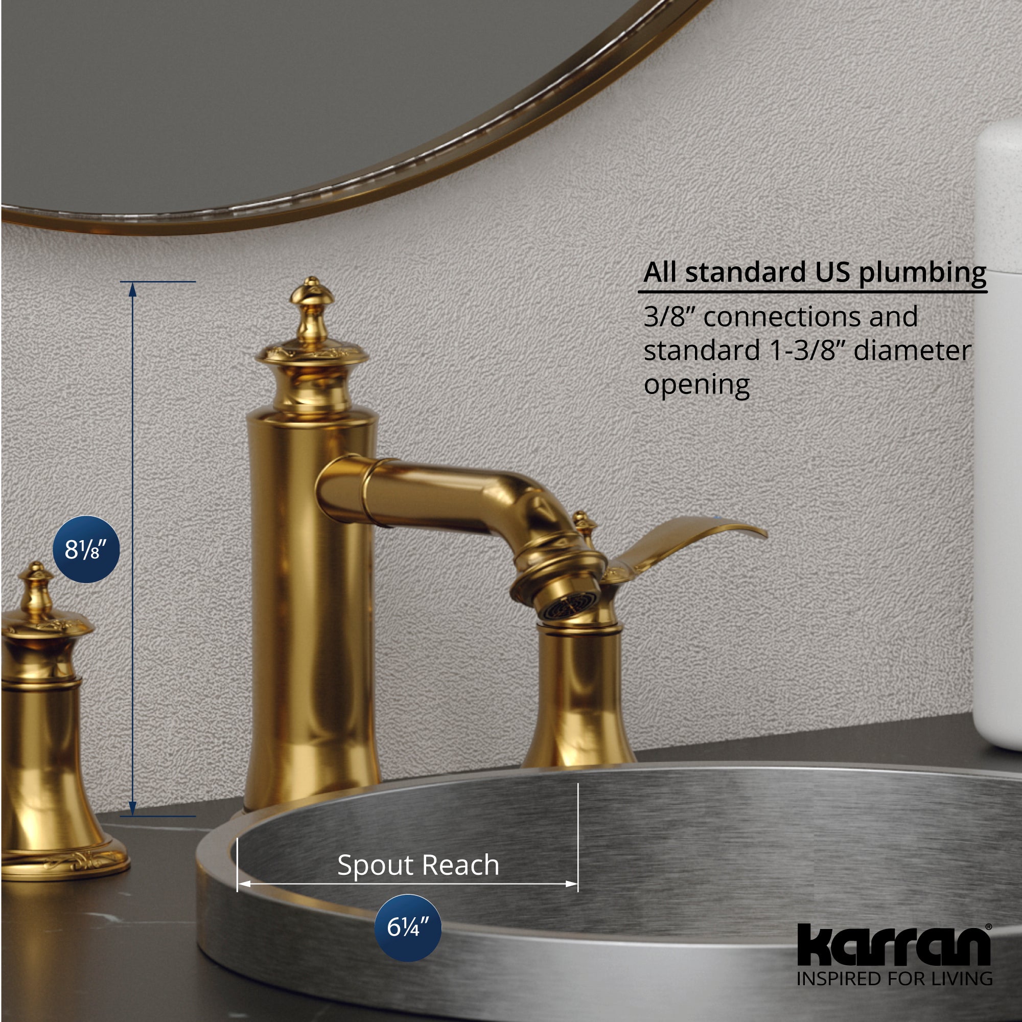 Alternate Image for Karran Vineyard 1.2 GPM Double Lever Handle Lead-free Brass ADA Bathroom Faucet, Widespread, Gold, KBF474G