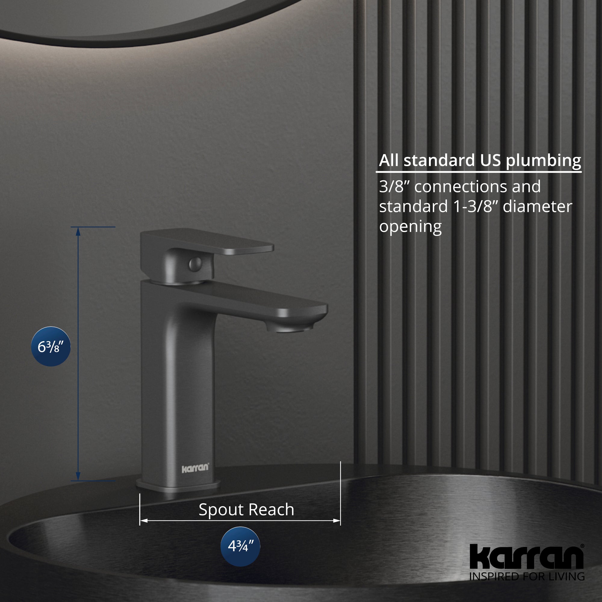 Alternate Image for Karran Venda 1.2 GPM Single Lever Handle Lead-free Brass ADA Bathroom Faucet, Basin, Gunmetal Grey, KBF510GG
