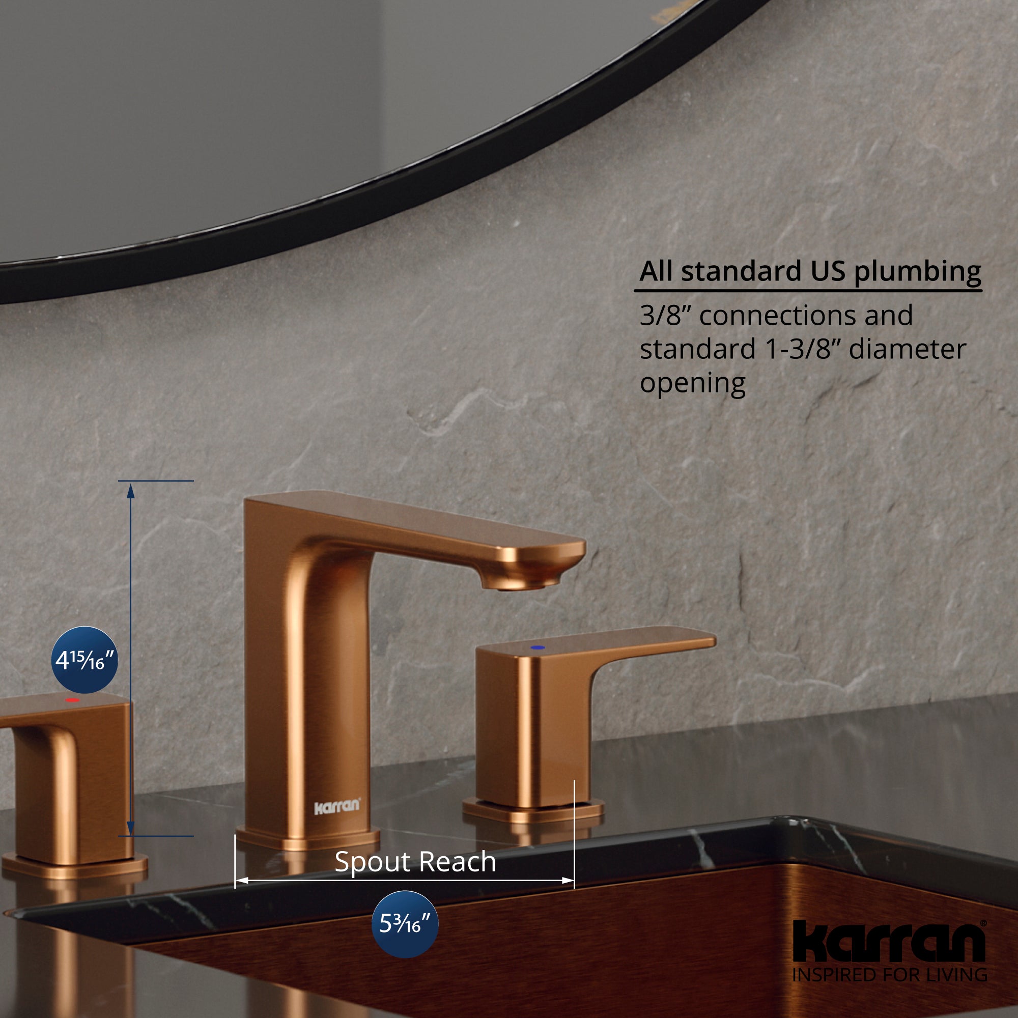 Alternate Image for Karran Venda 1.2 GPM Double Lever Handle Lead-free Brass ADA Bathroom Faucet, Widespread, Brushed Copper, KBF514BC